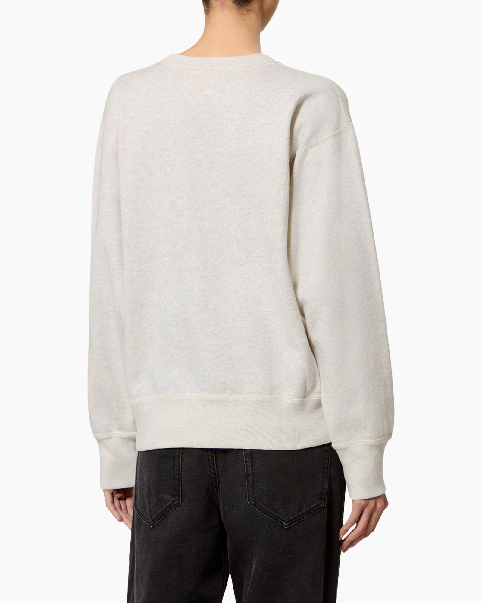 hoodie/sweatshirt, halsboord/crew neck, lange mouwen, grafische tekst, beige/zwart-wit