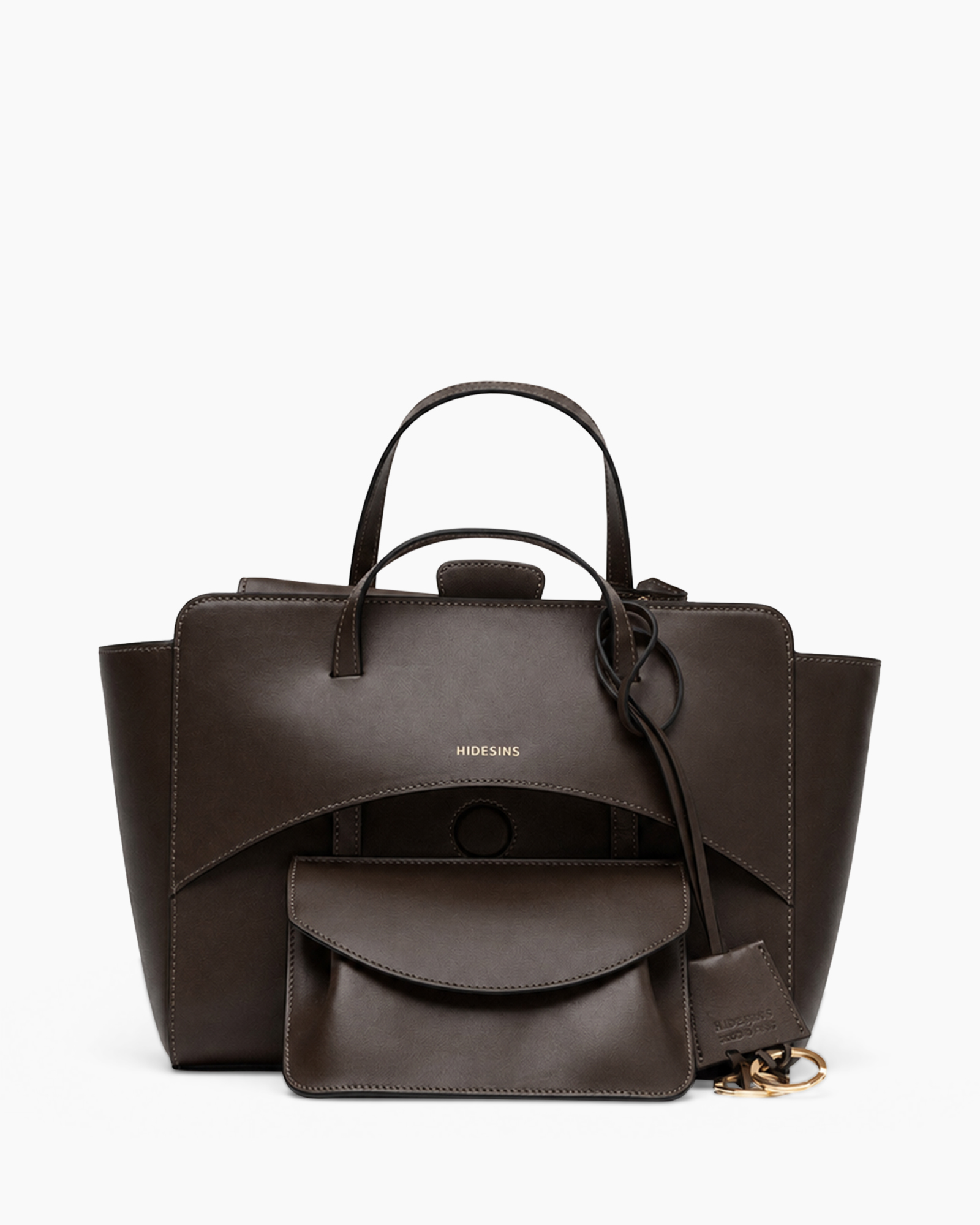 handtas, bruin, leer, tote, zakje