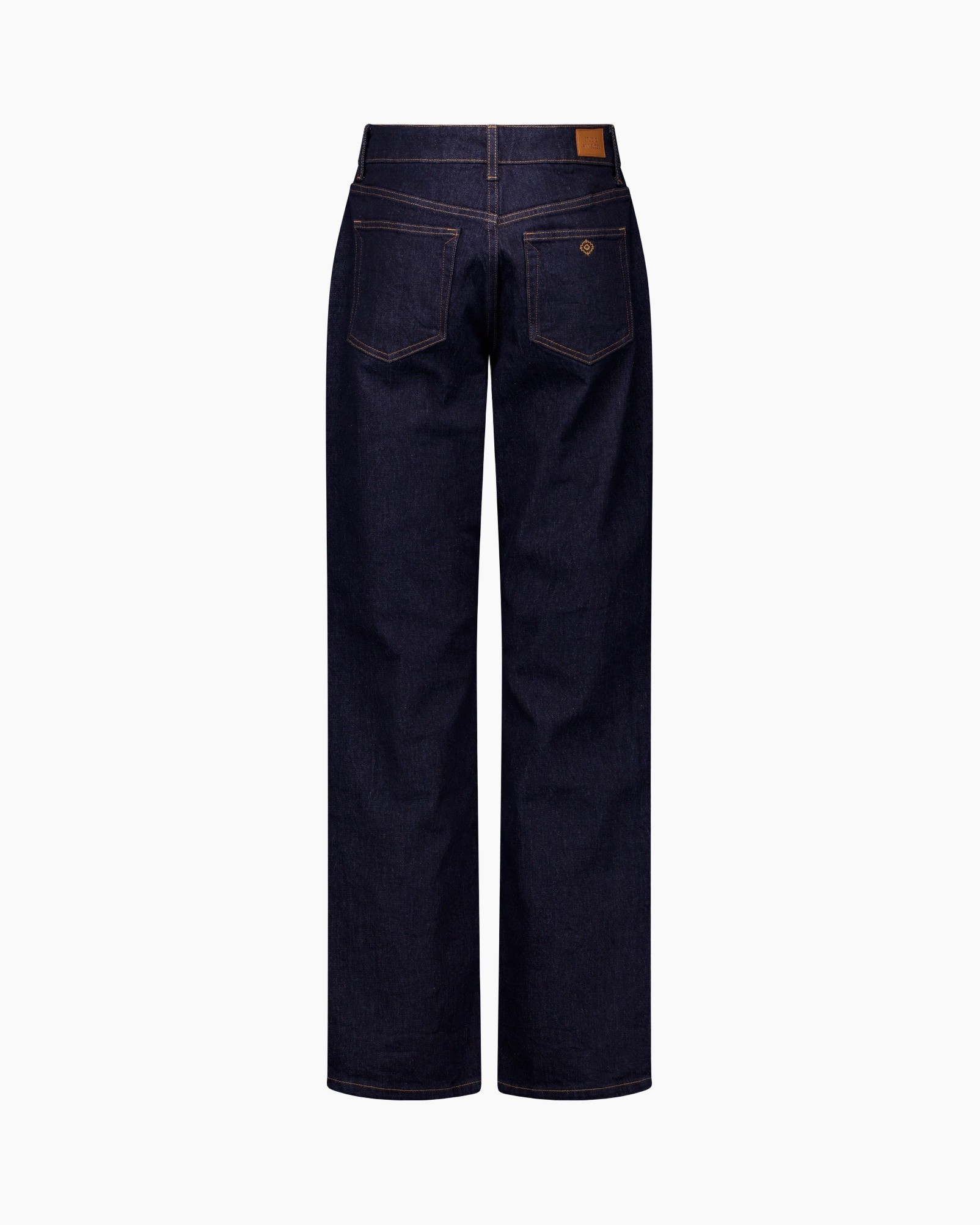 jeans, denim, broek, donkere wassing, wijdere pijp