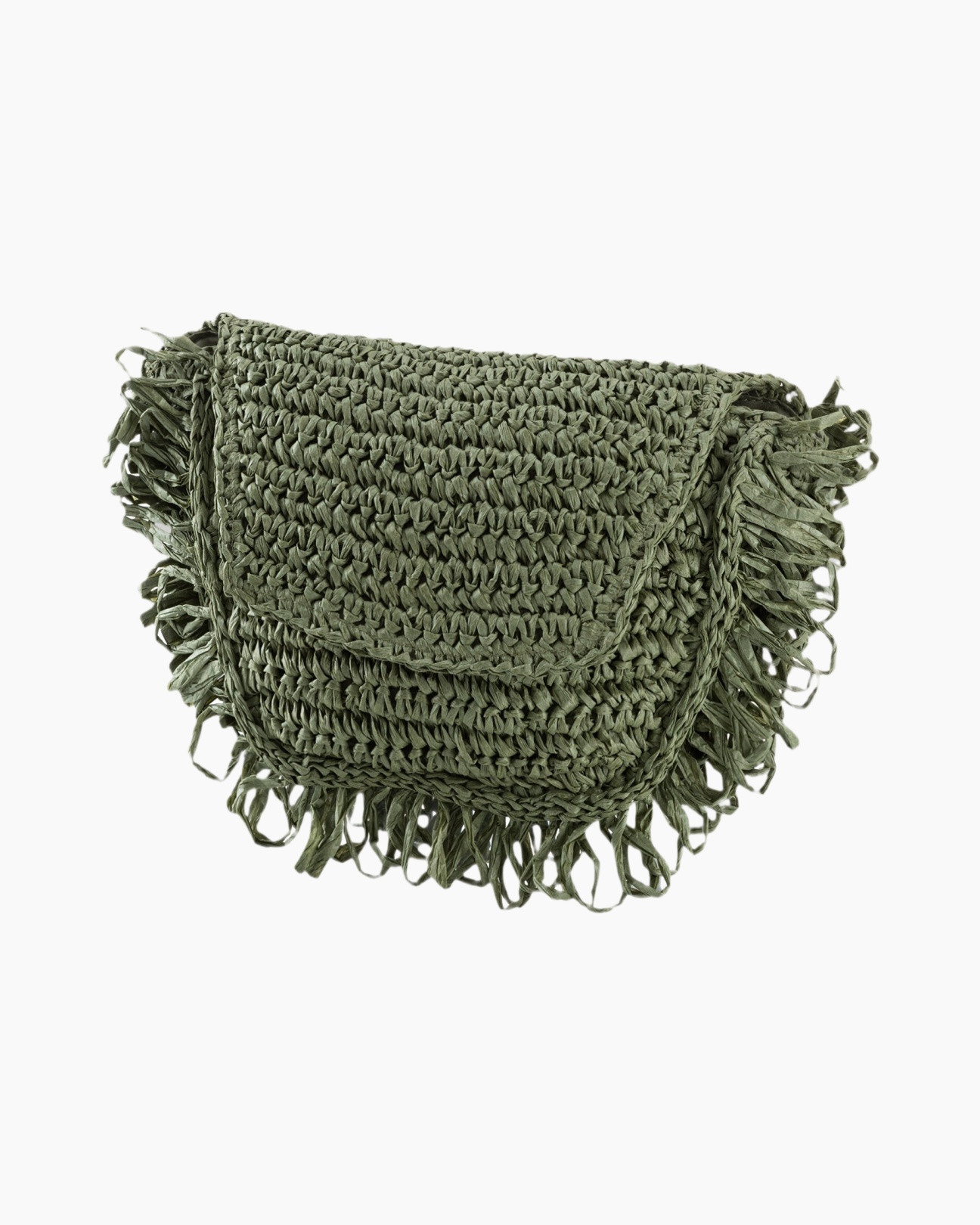 handtas, gewoven, franje, groen, riem