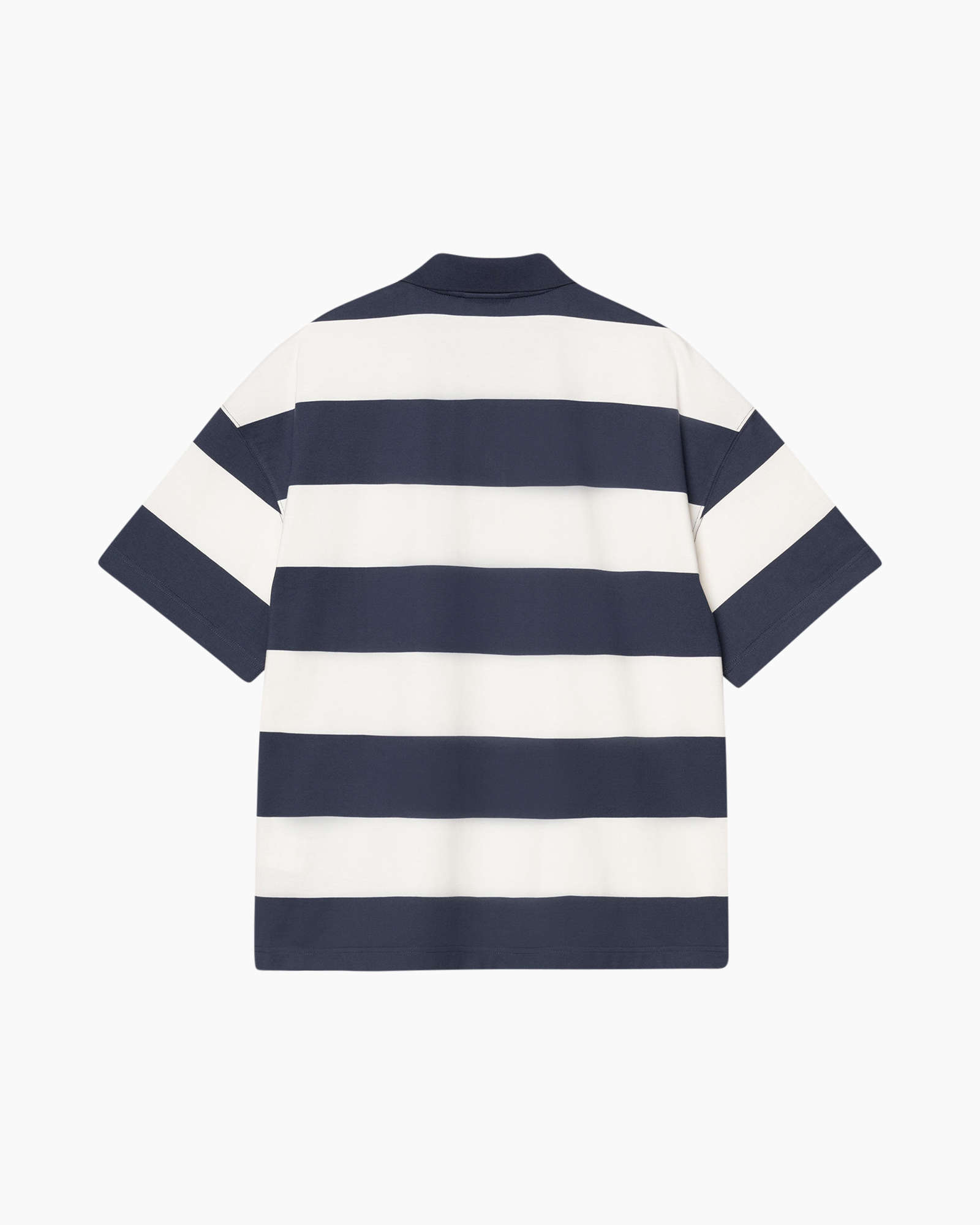 polo shirt, striped shirt, short sleeve, navy white, logo embroidery