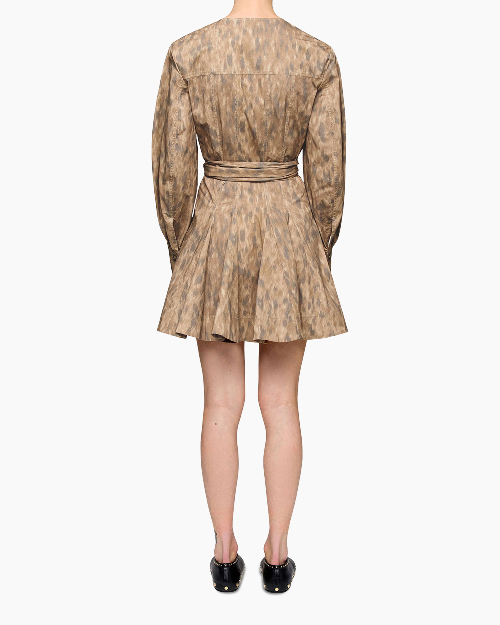 jurk, short, riempje, gelaagde, bruine luipaard