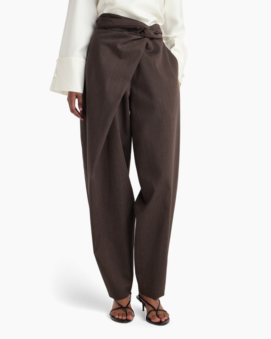 broek, wijdereleg, bruin, inleg, lussen