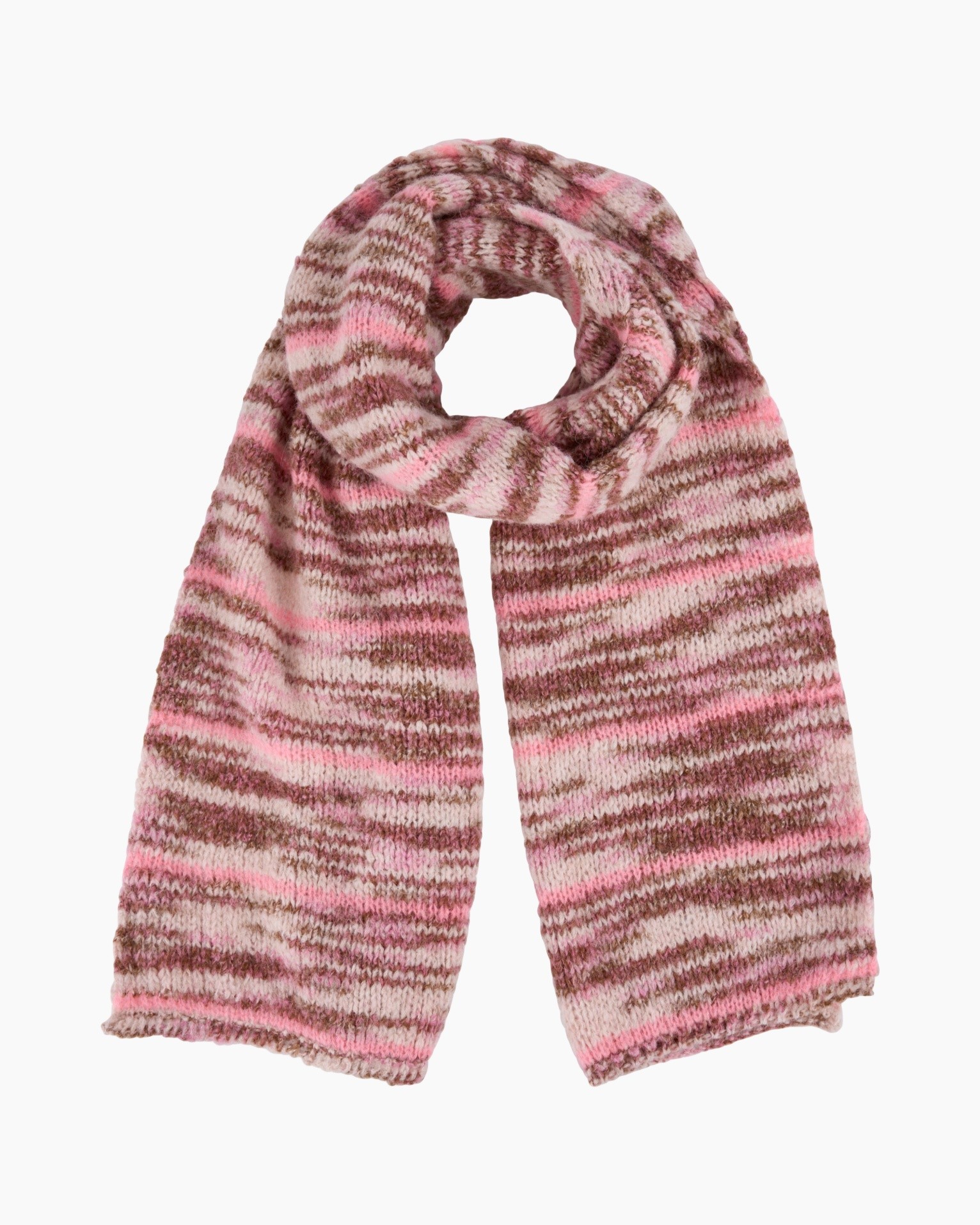 sjaal, brei, gestreept, roze, meerkleurig