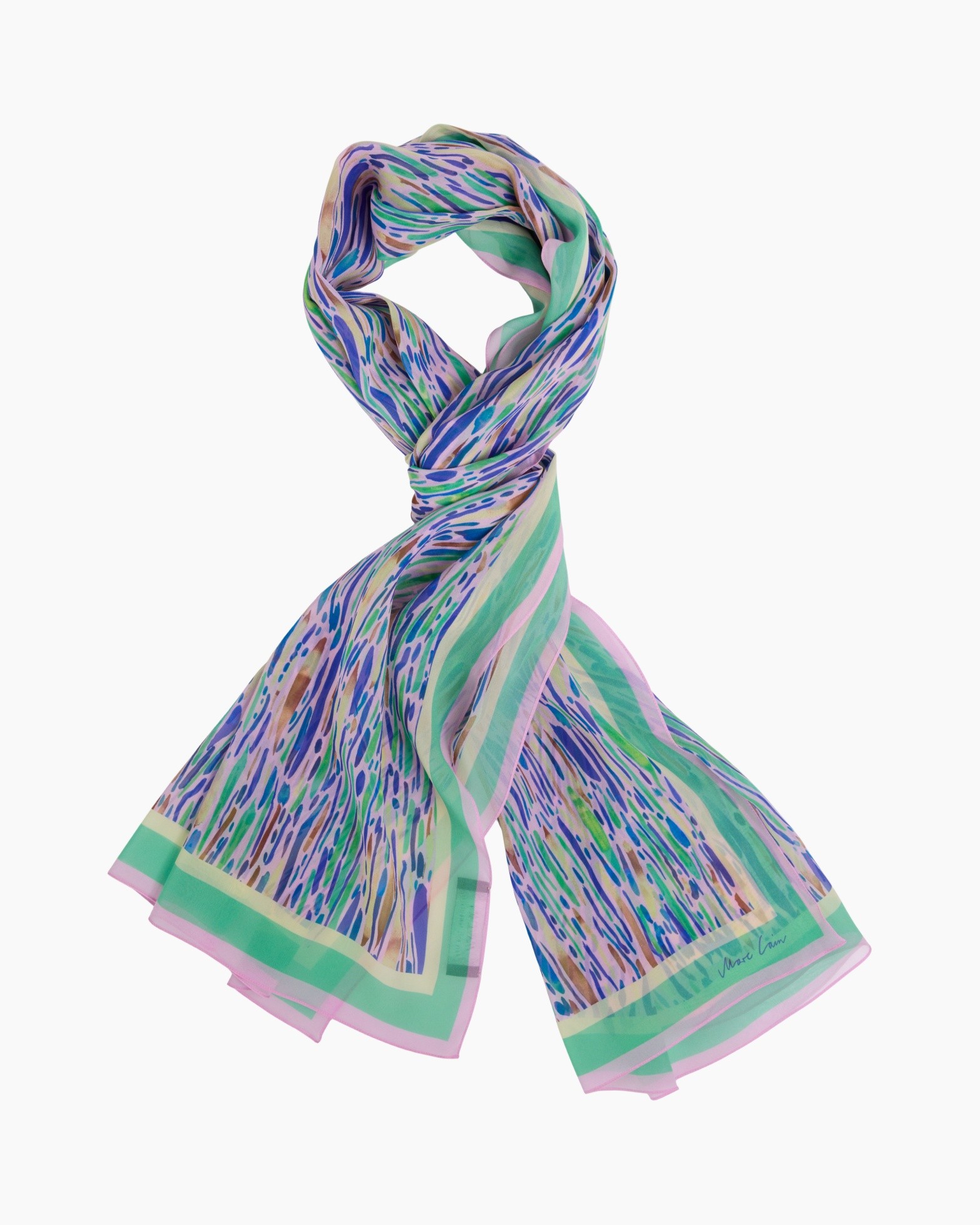 sjaal, silk sjaal, veelkleurig, abstract patroon, rechthoekige sjaal