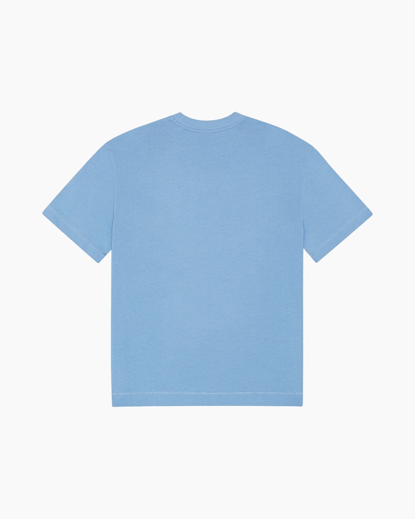t-shirt, nekhals, korte mouwen, blauw, effen