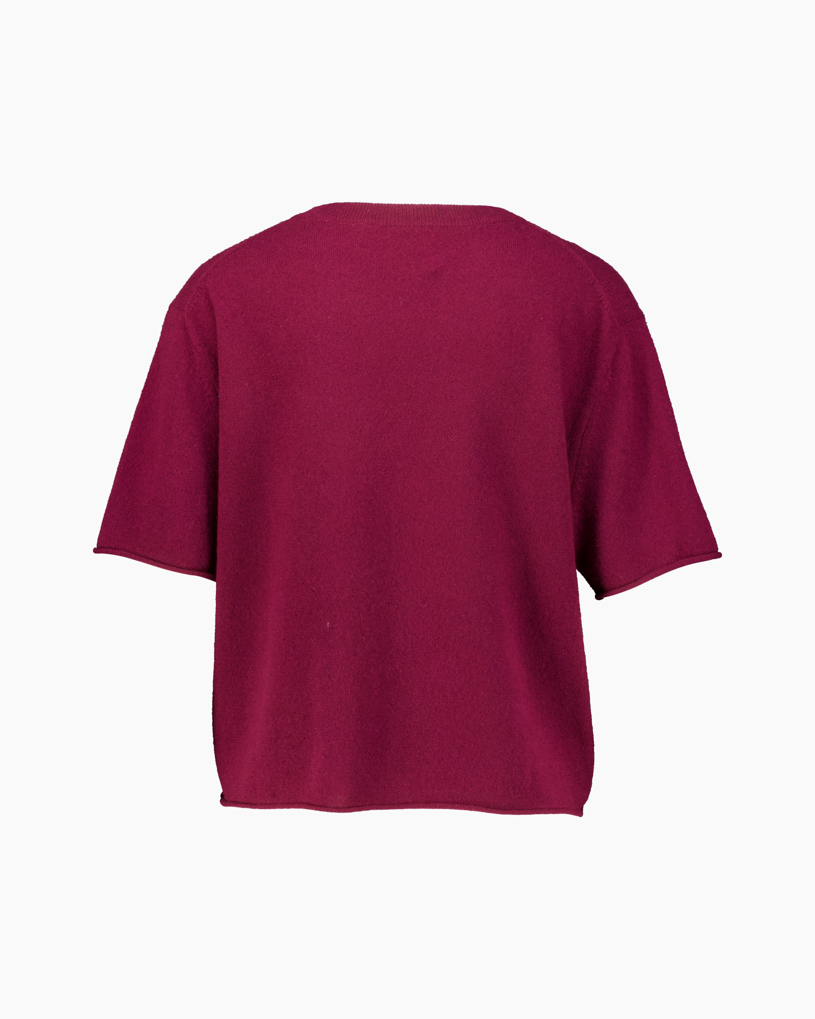 top, mouwen kort, magenta, gebreid, rond hals