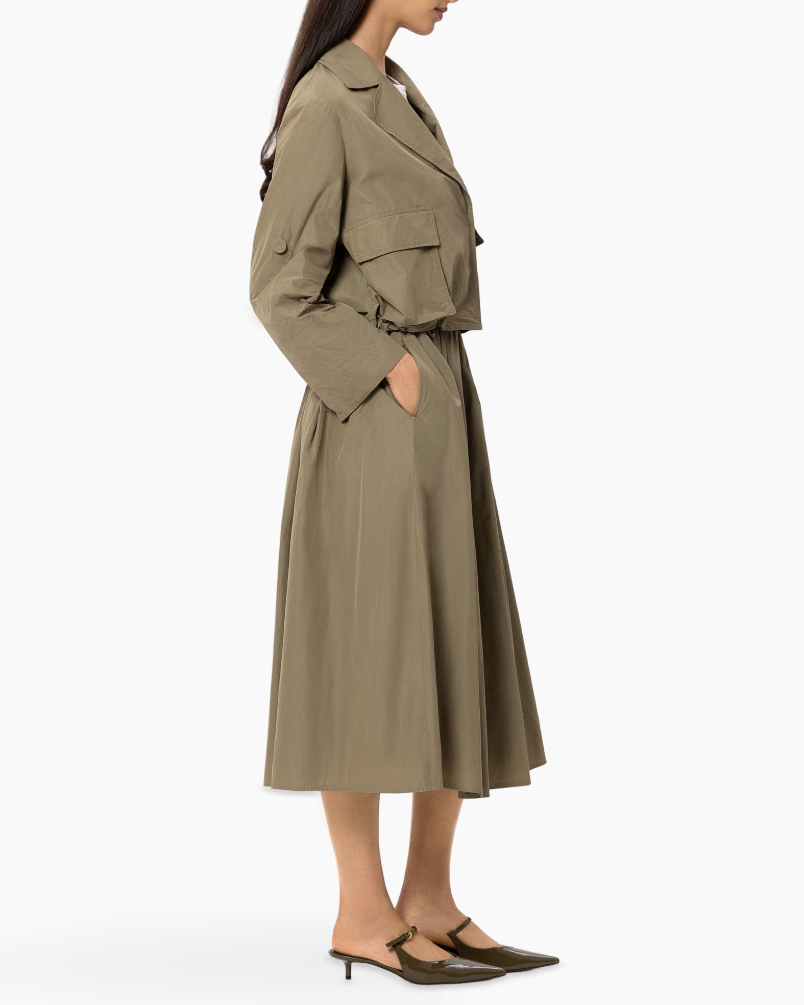 trench, regenjas, khaki, midi lengte, riem