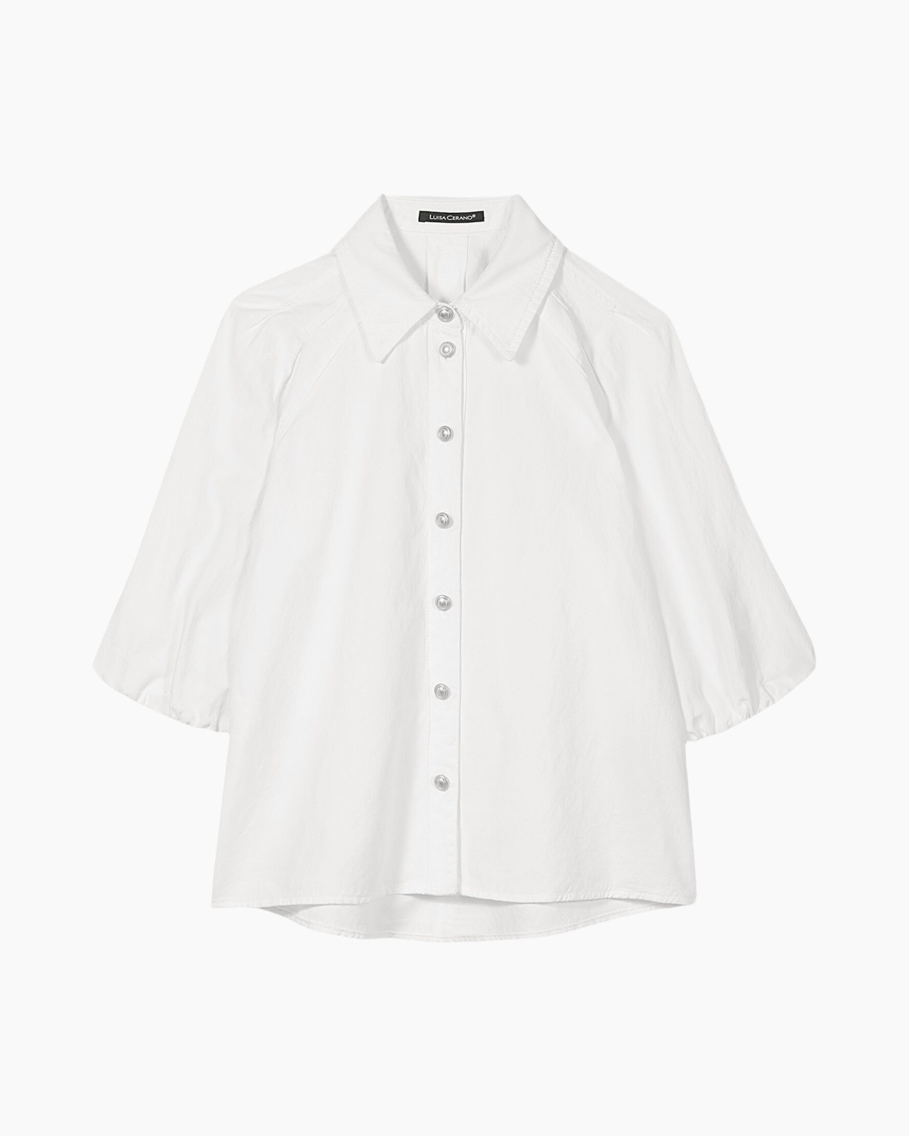 wit, hemd, knopen, kraag, korte mouwen