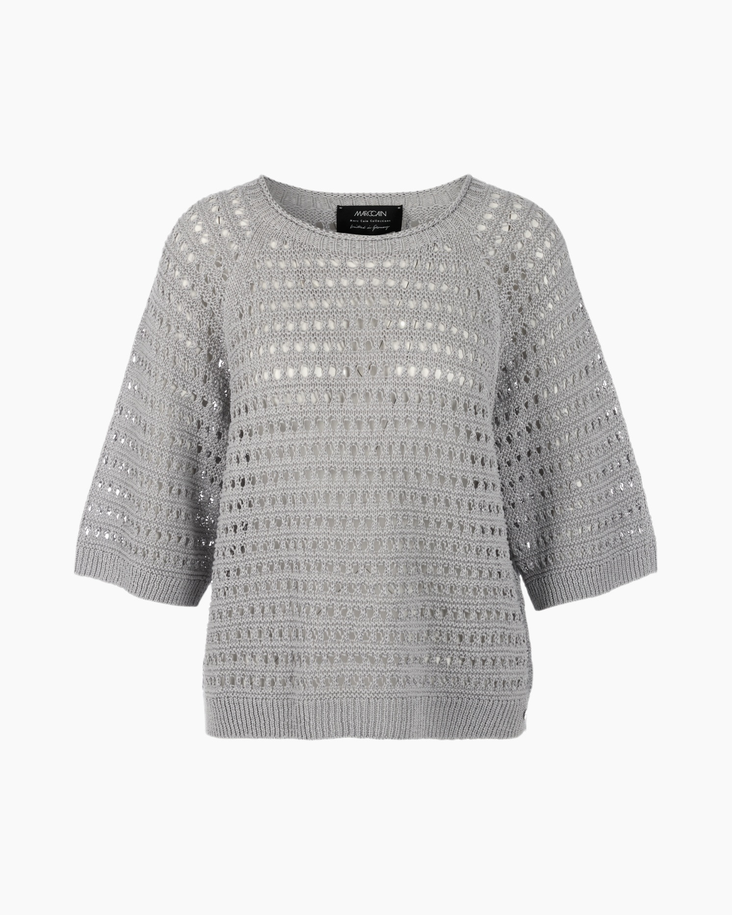 knit sweater, crochet knit, gray sweater, loose fit, 3/4 sleeve