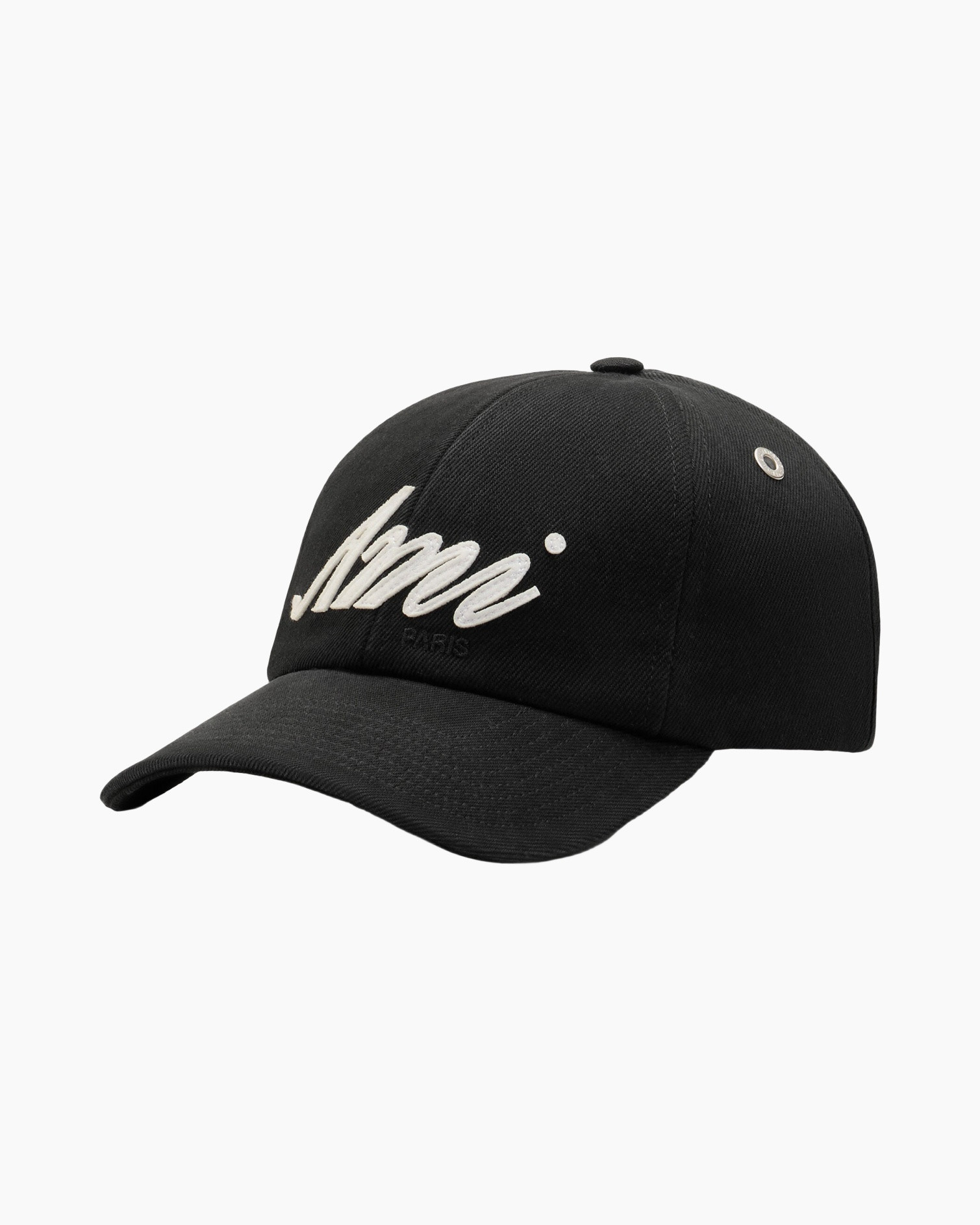 baseball cap, black cap, embroidered logo, curved brim, six-panel
