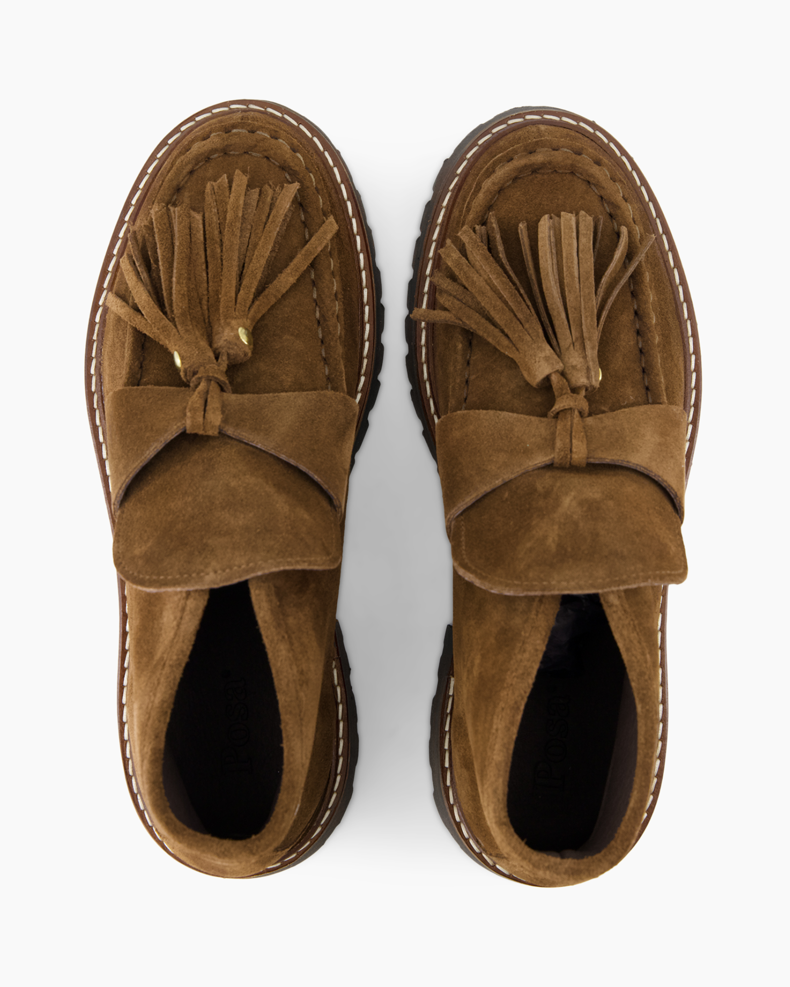 mocassin, loafers, suede, tassel, bruin