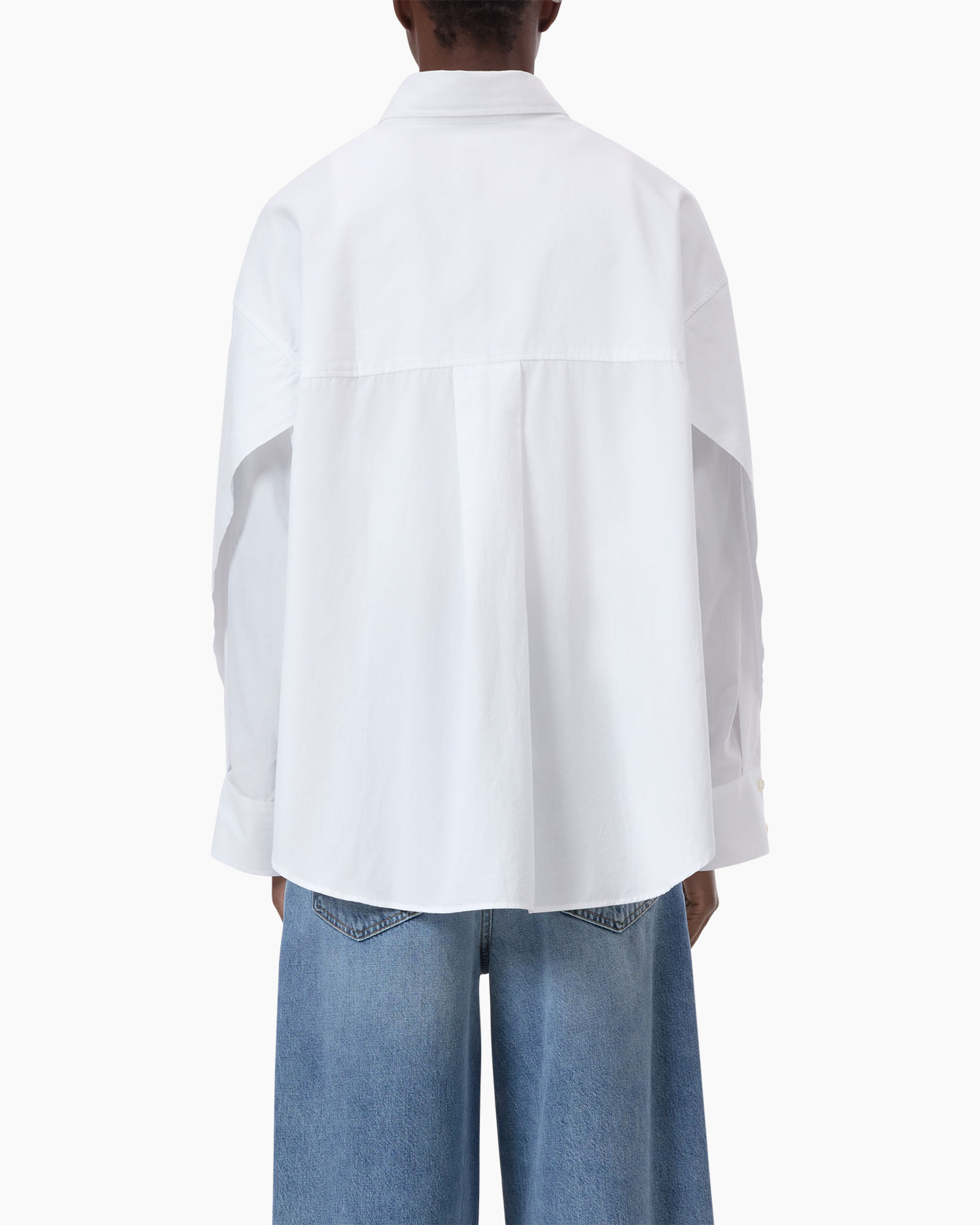 wit shirt, lange mouw, kraag, oversized, katoen