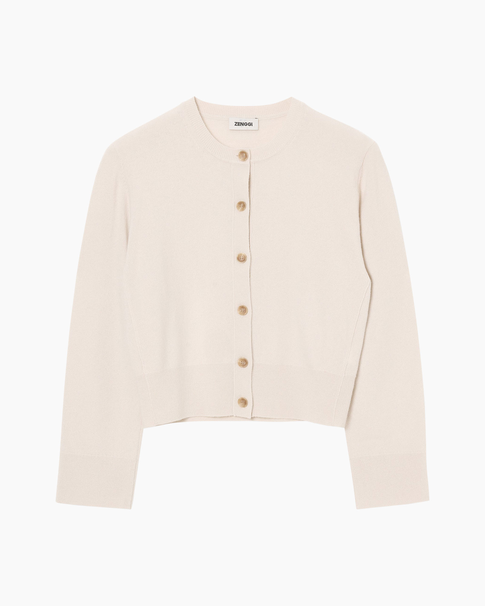 cardigan, knopsluiting, beige, breiwerk, lange mouwen
