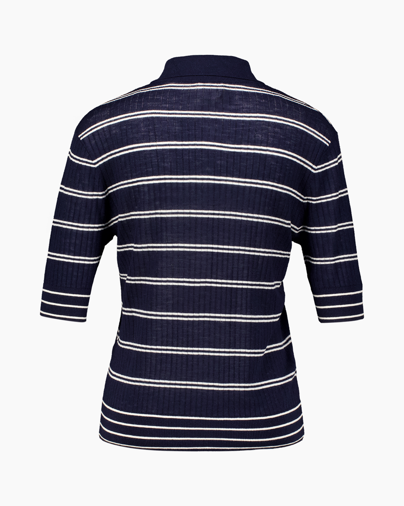 hemden polo, gestreept patroon,  navy kleur, korte mouwen, gebreide stof