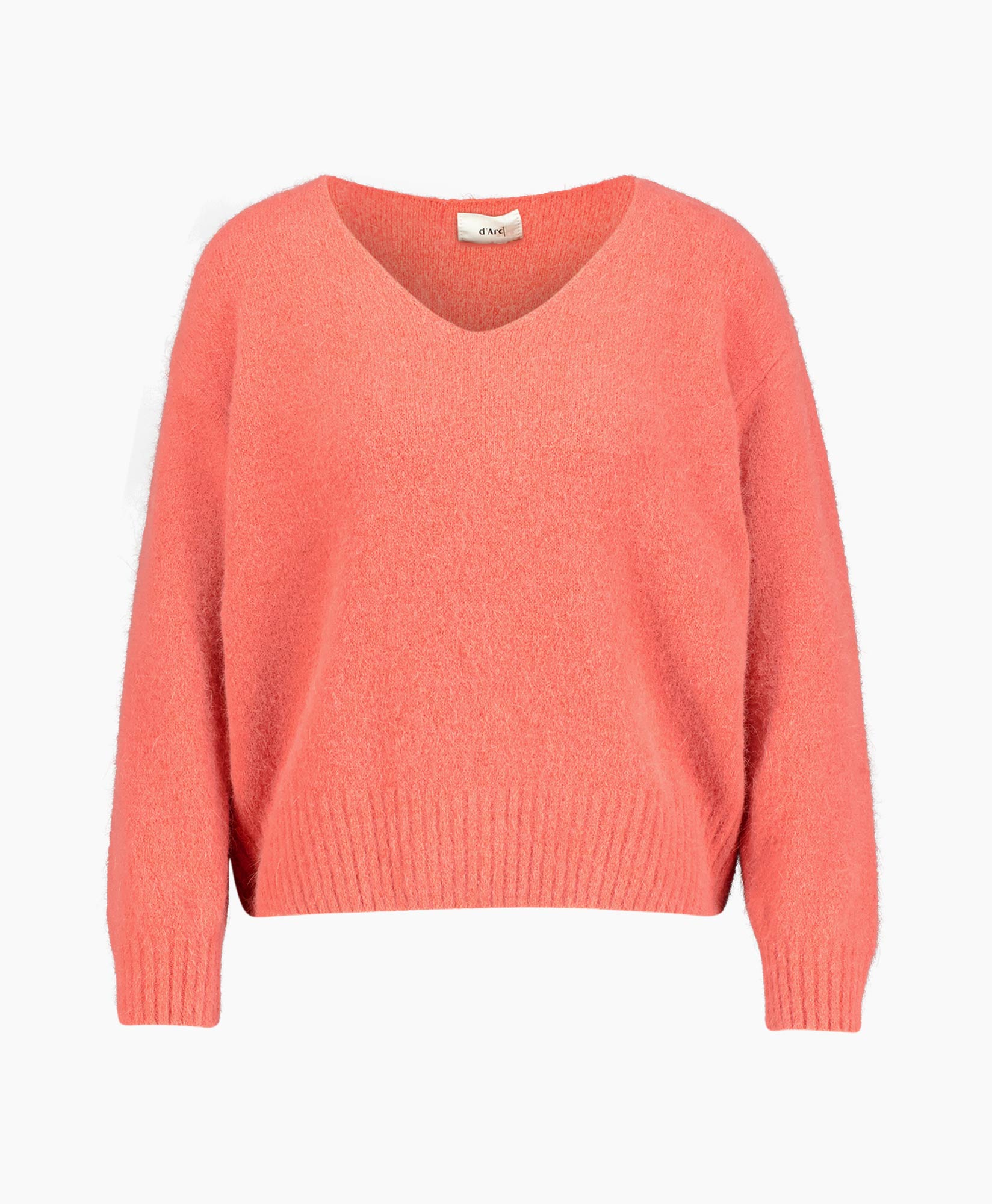 trui, pullover, roze, gebreid, v-hals