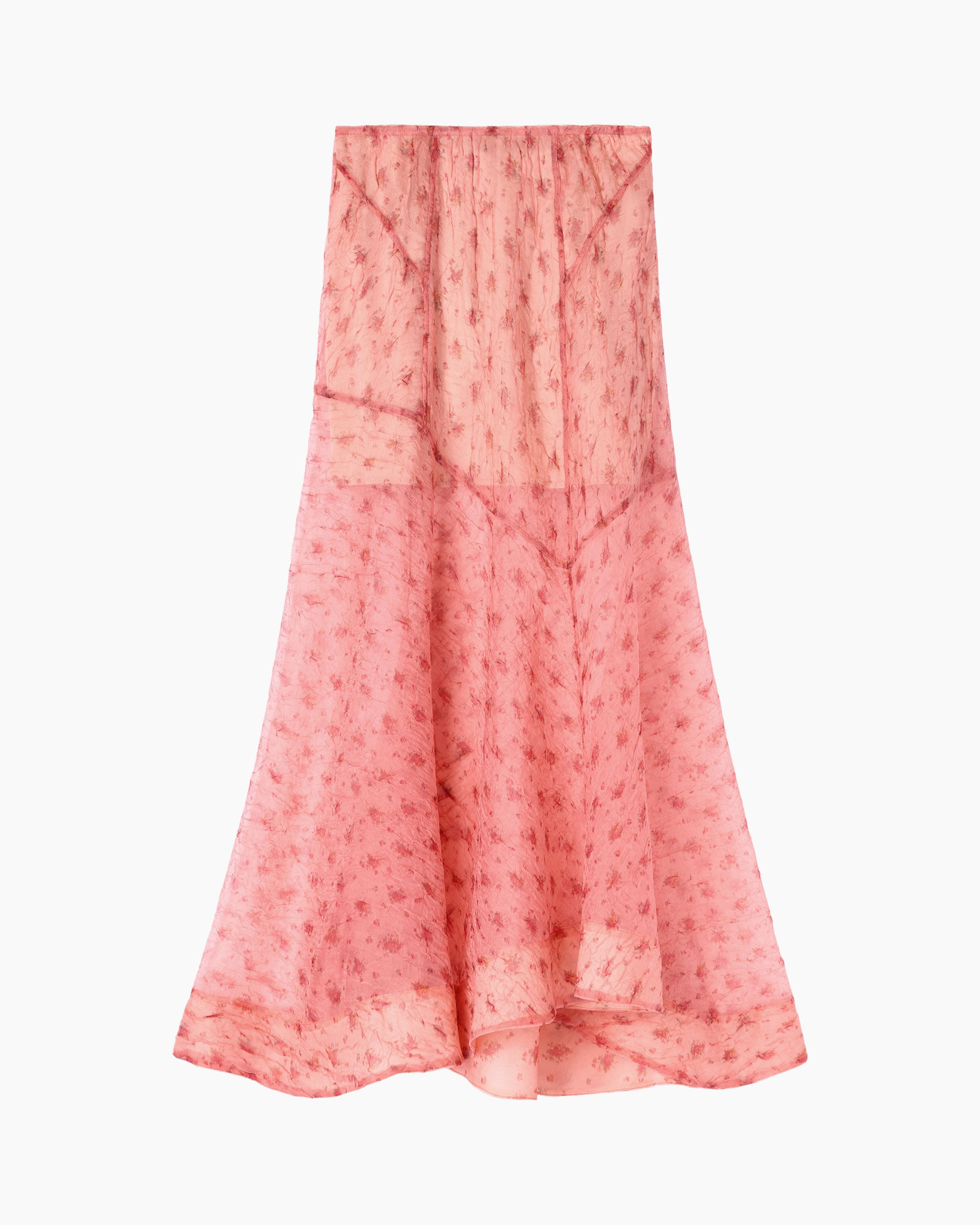 rok, roze, bloemmotief, maxi, plooien