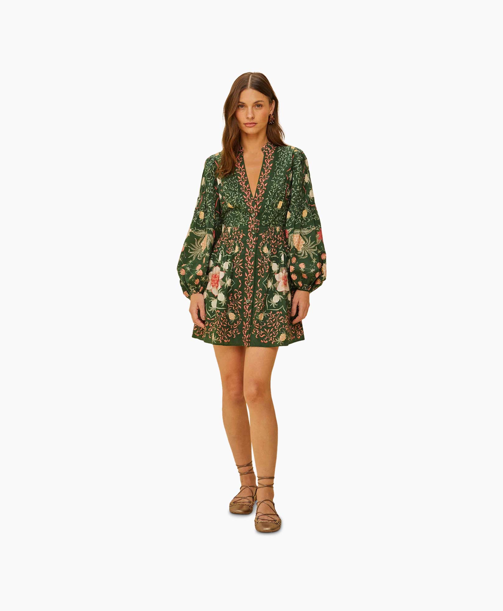 Jurk Pineapple Garden Long Sleeve Mini Groen