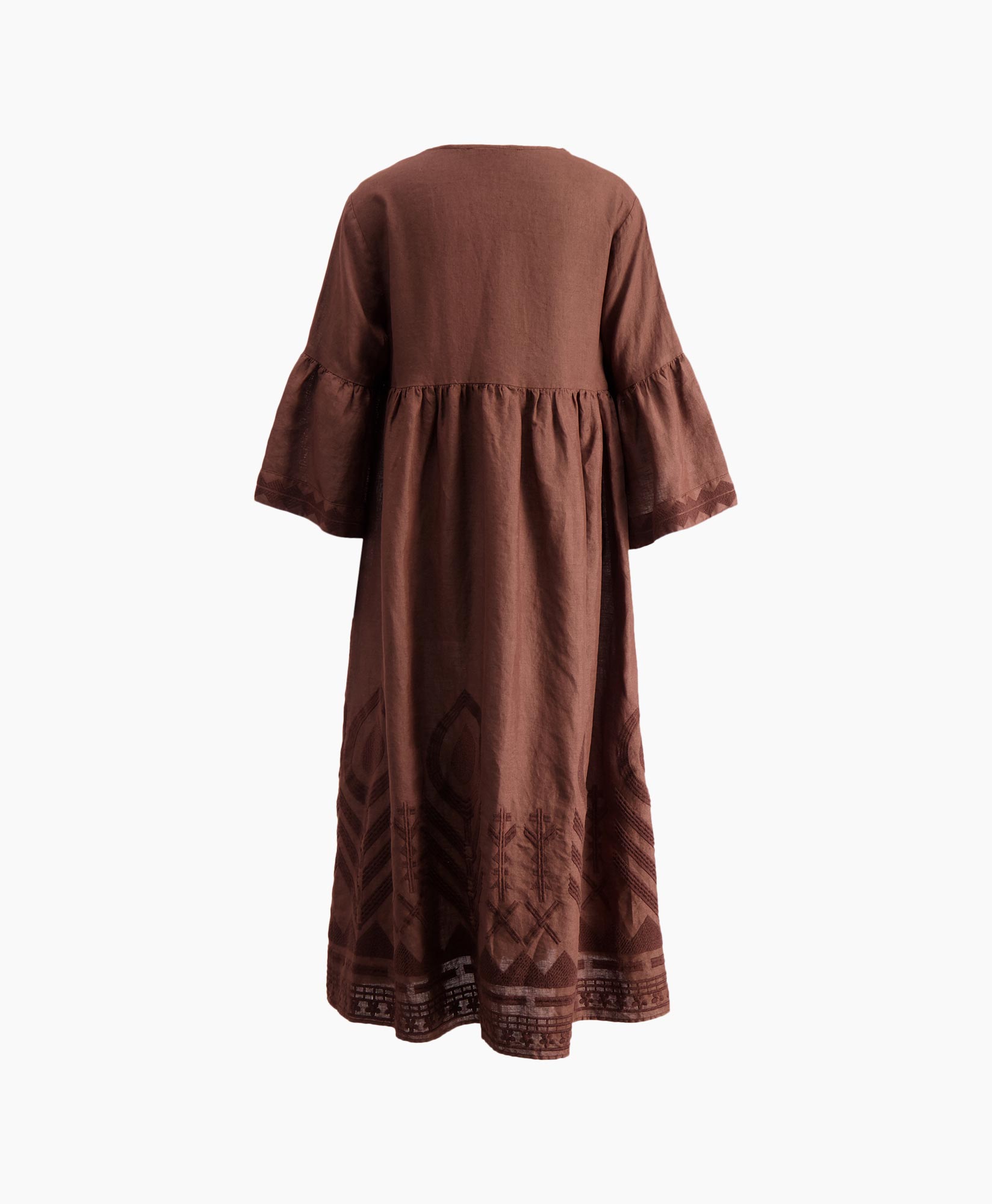 Greek Archaic Kori Midi Jurk 230465 Donker Bruin