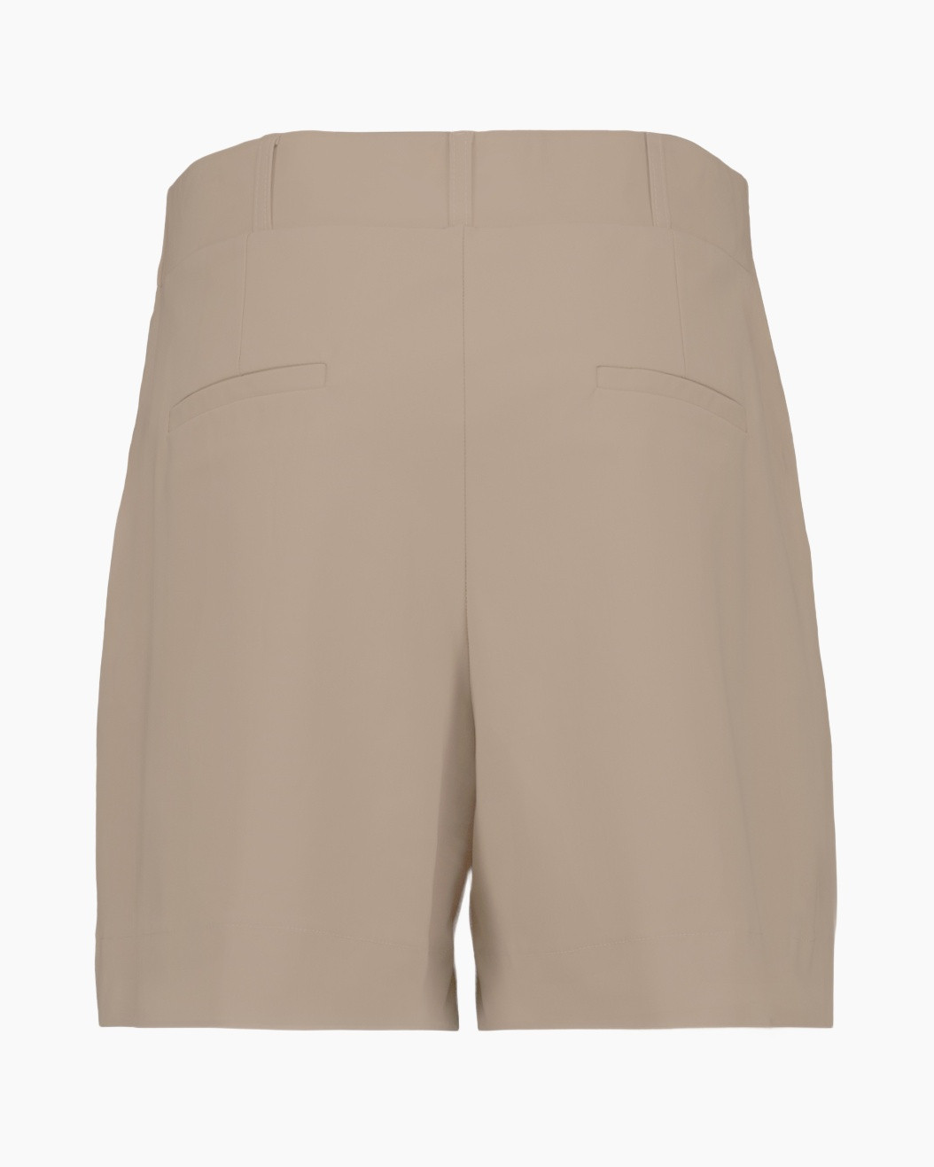 broek shorts, beige, hoge taille, achterzakken, effen kleur