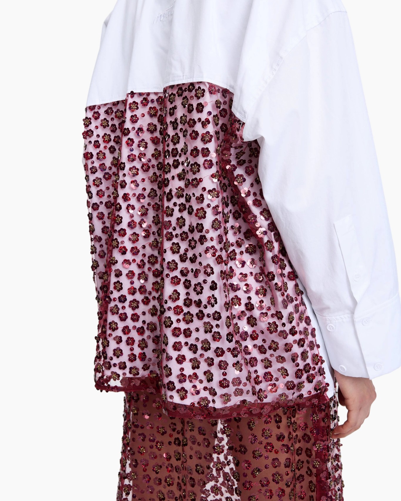 wit overhemd, knoopsluiting, lange mouwen, oversized pasvorm