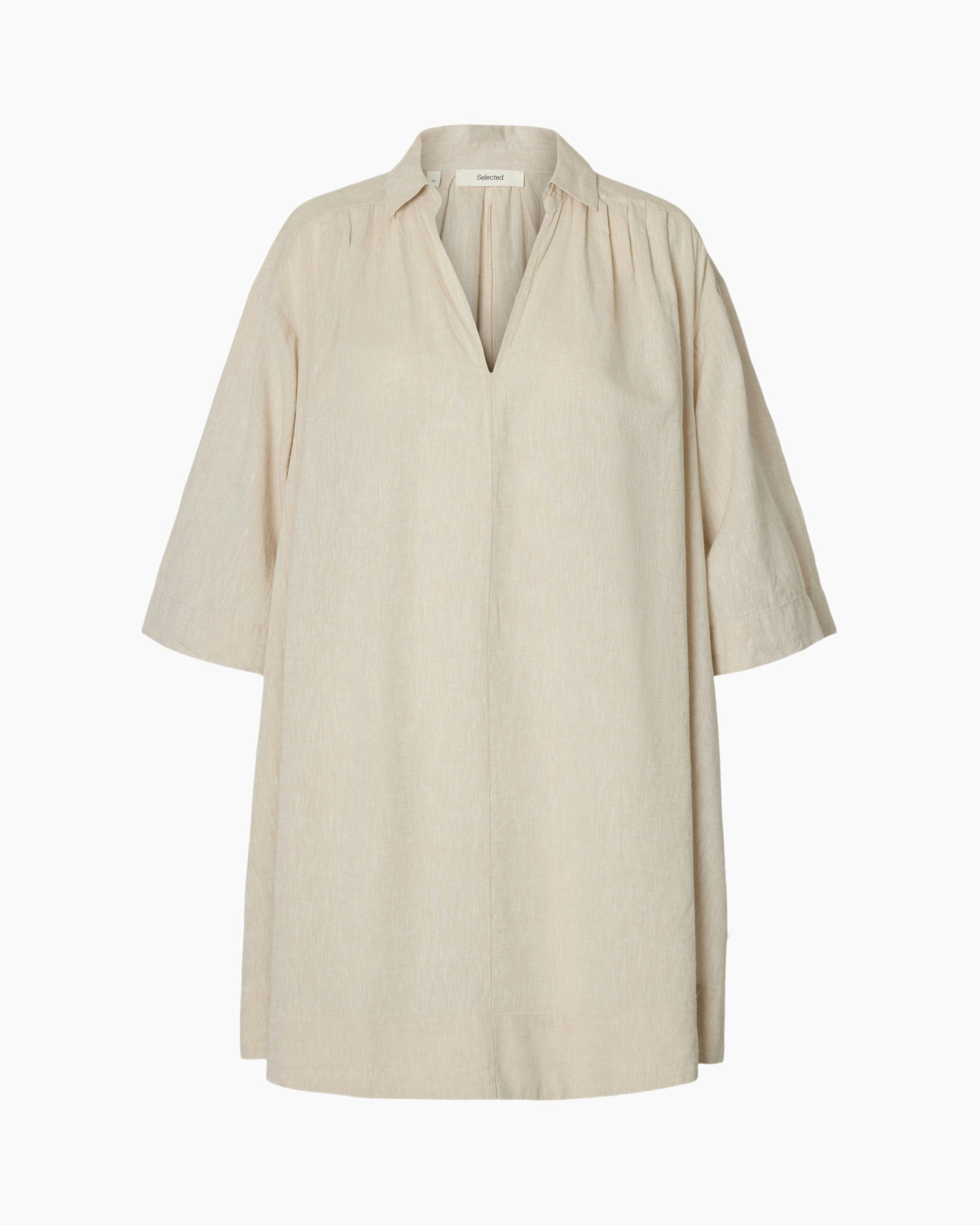 linnen, beige, tuniek, hemd, losse pasvorm