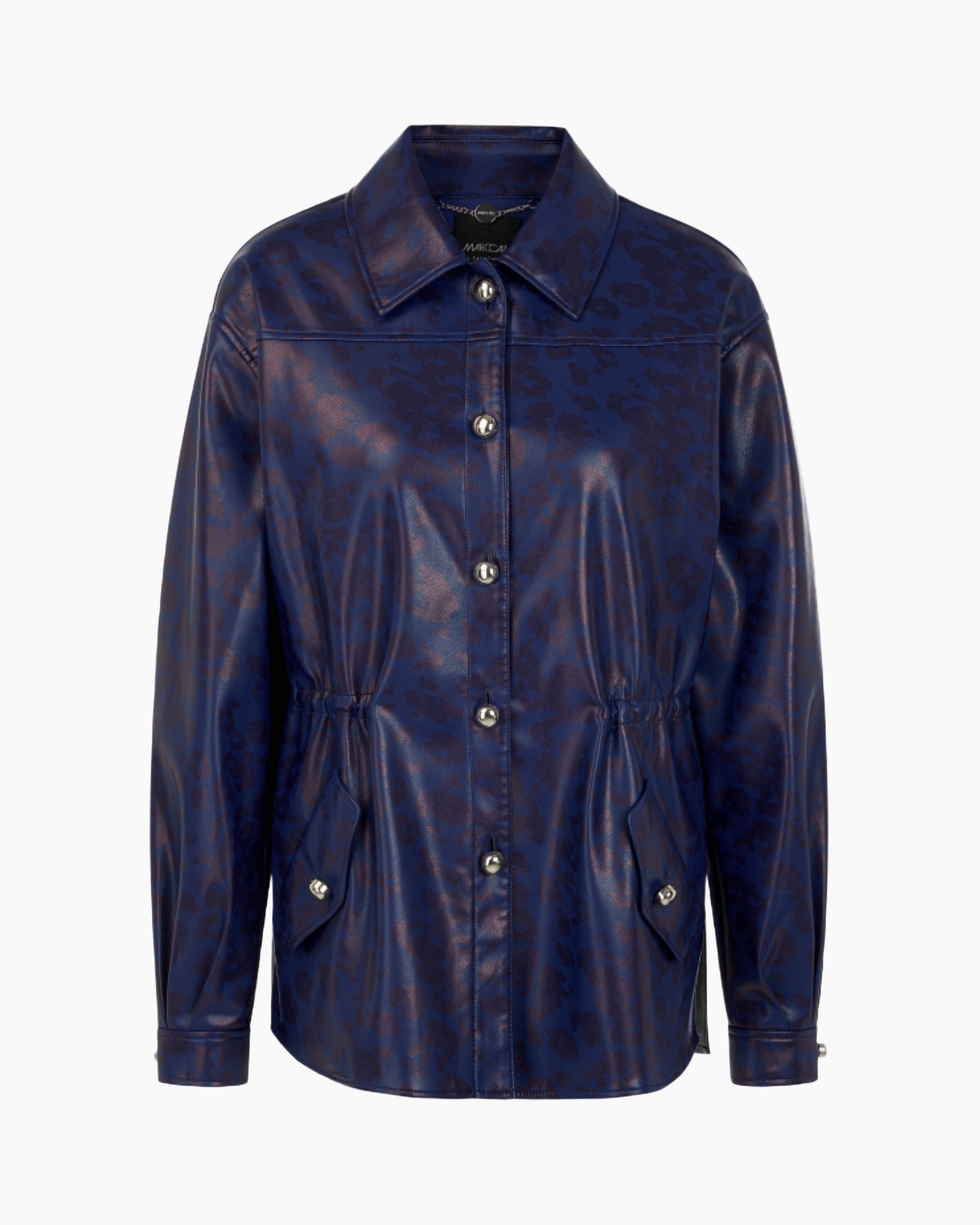 jas, voering, leren, blauw, knopsluiting