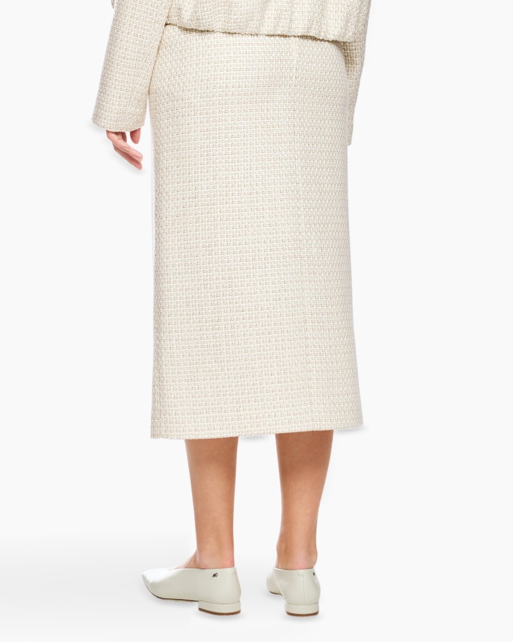 rok, textuur, split, middellang, beige