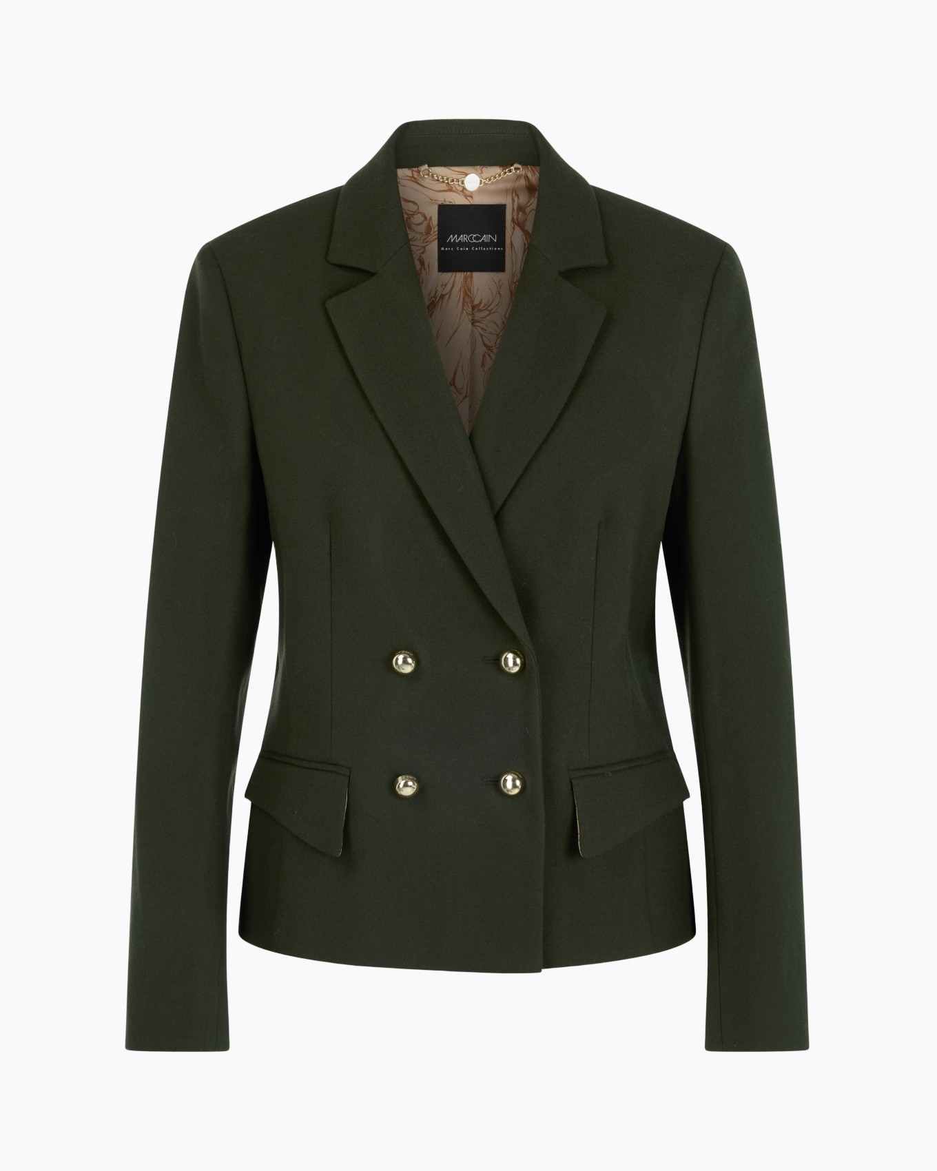 blazer, dubbelzijdig, olijfgroen, zakflap, inkeping lapel