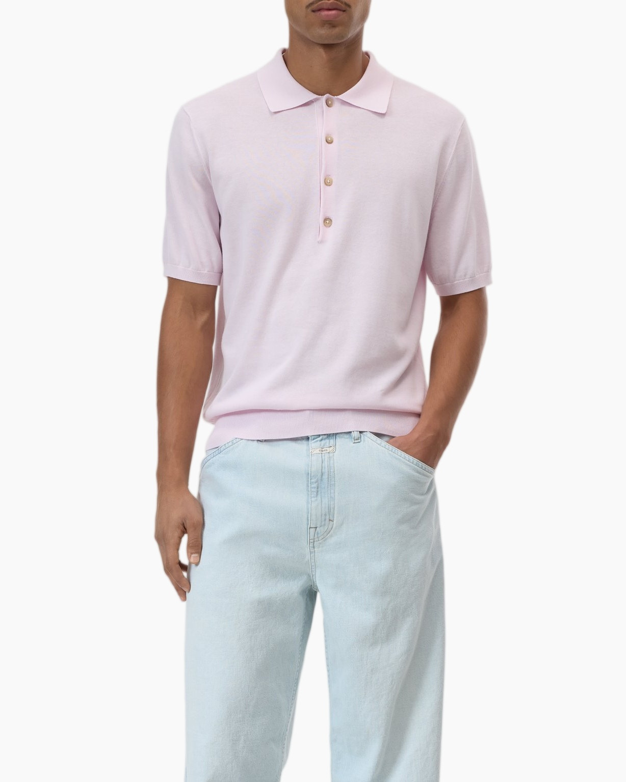 polo, roze, korte mouw, kraag, gebreid polo shirt