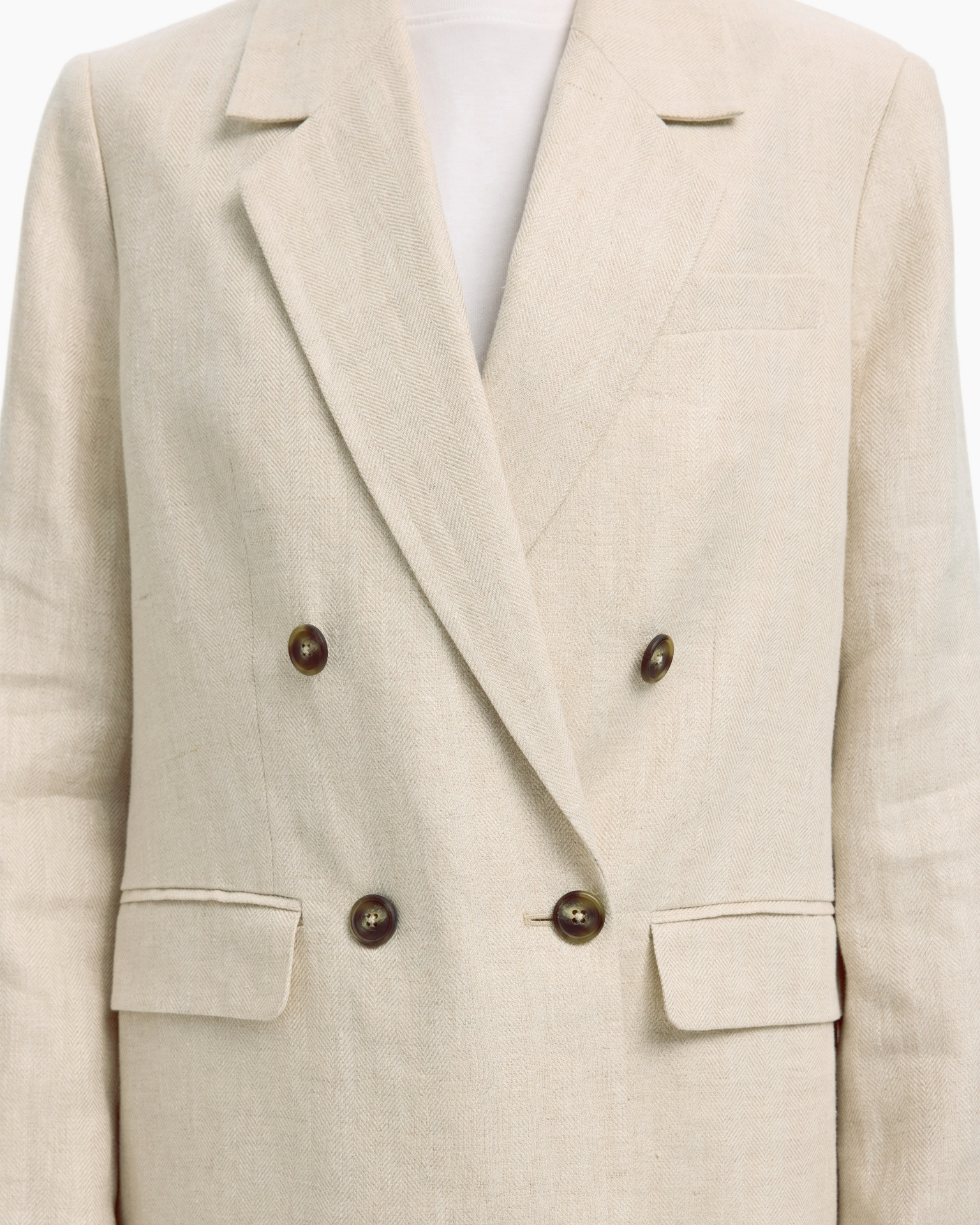 blazer, double-breasted, beige, linen, pocket flap