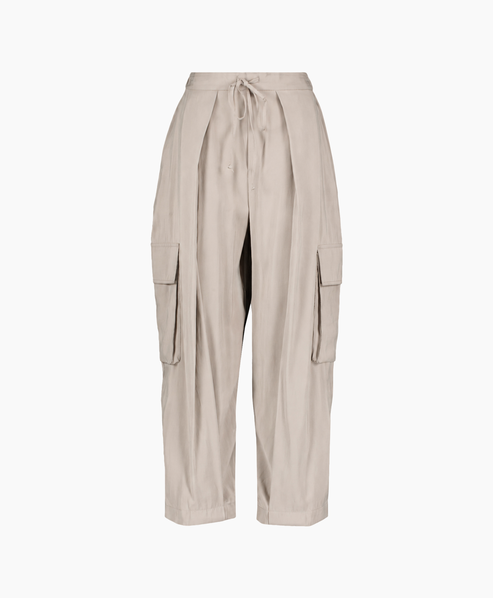 broeken met cargo, beige broek, cargozakken, trekkoord taille, geribbelde pijpen