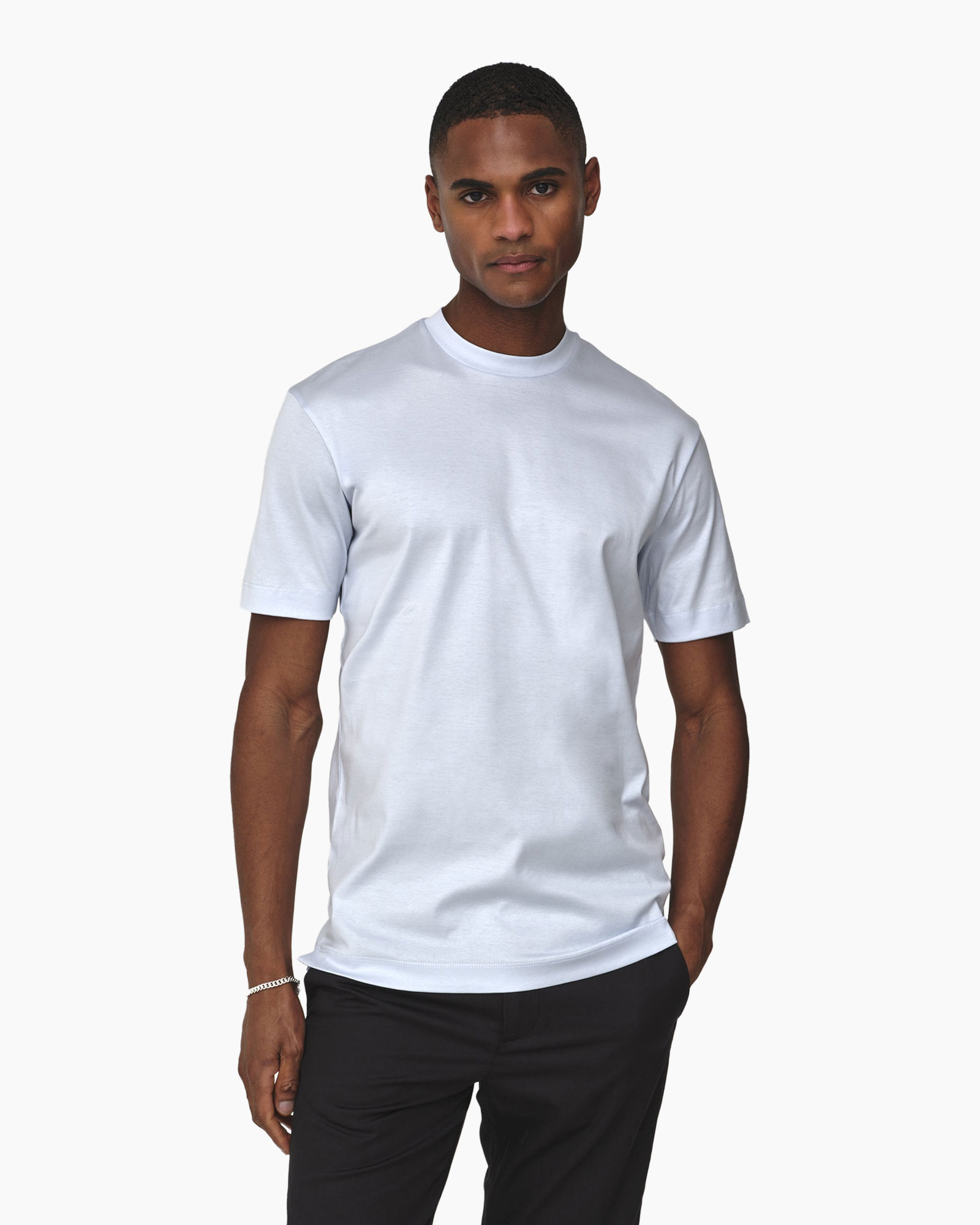 T-shirt Korte Mouw Interlock Supima Licht Blauw