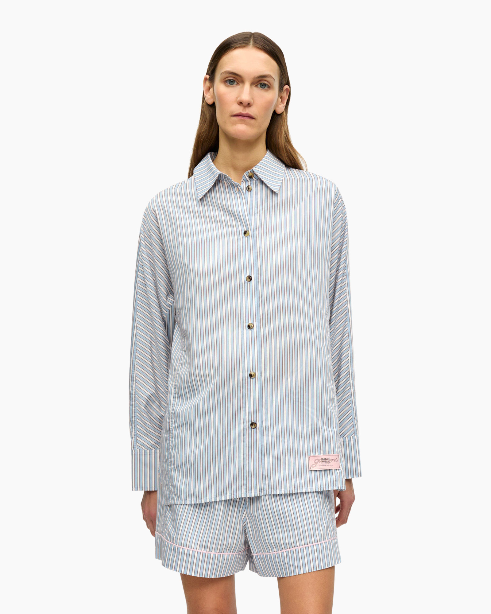 Blouse Yarn Dyed Stripe Xxs Licht Blauw