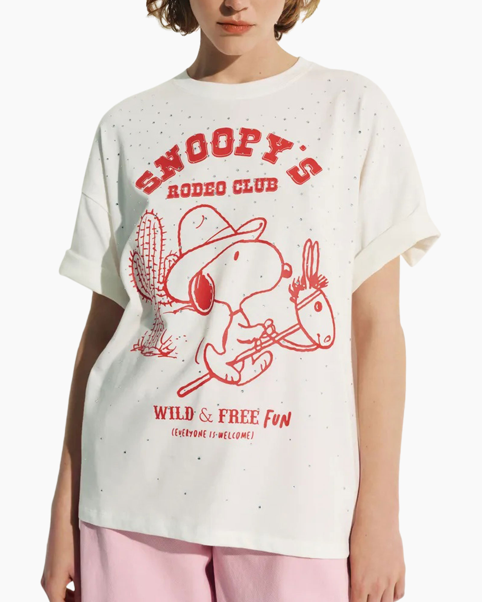 t-shirt,  Snoopy graphic, cartoon, short sleeves, white