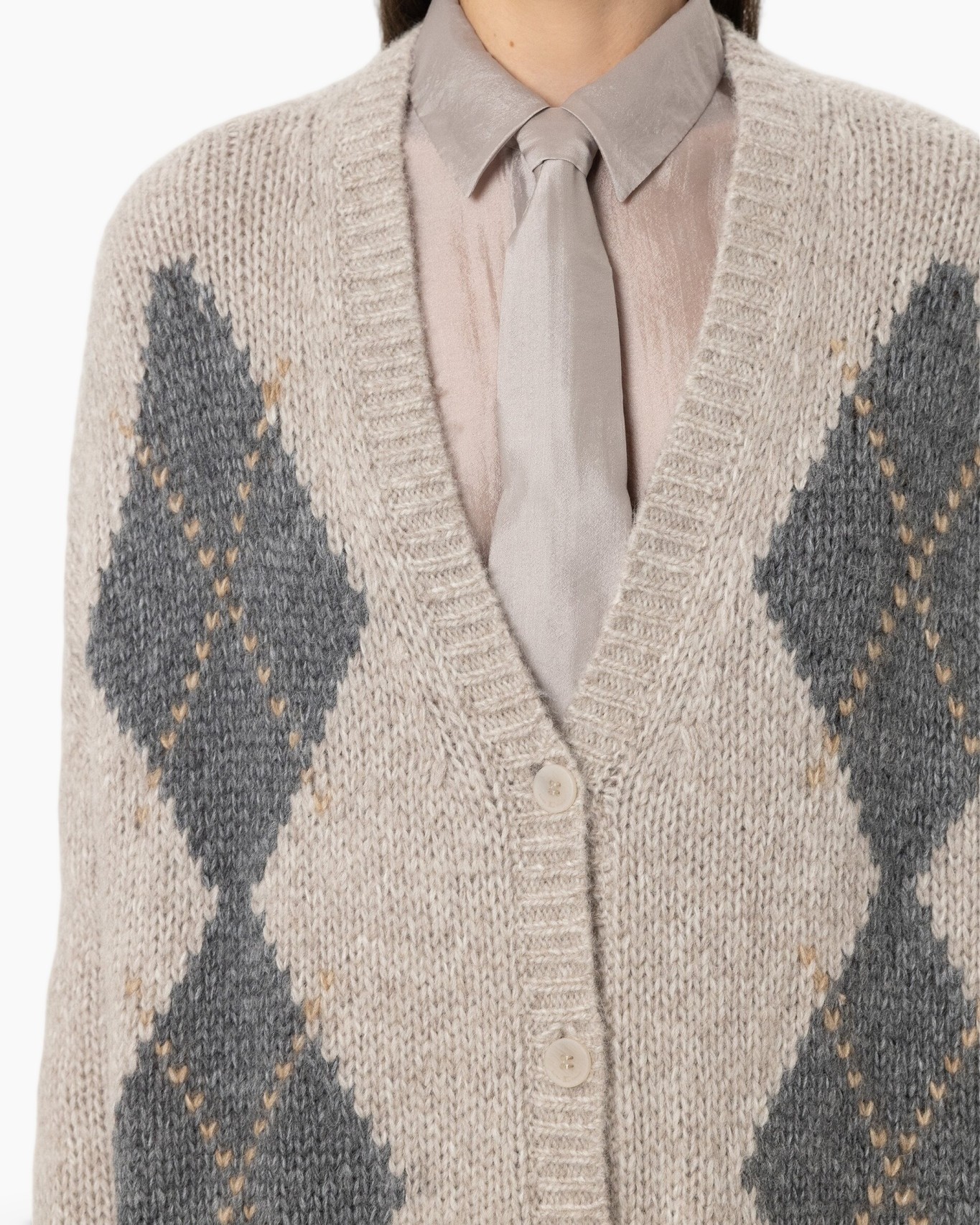 cardigan,  argyle,  breipatroon,  beige,  knopen vest