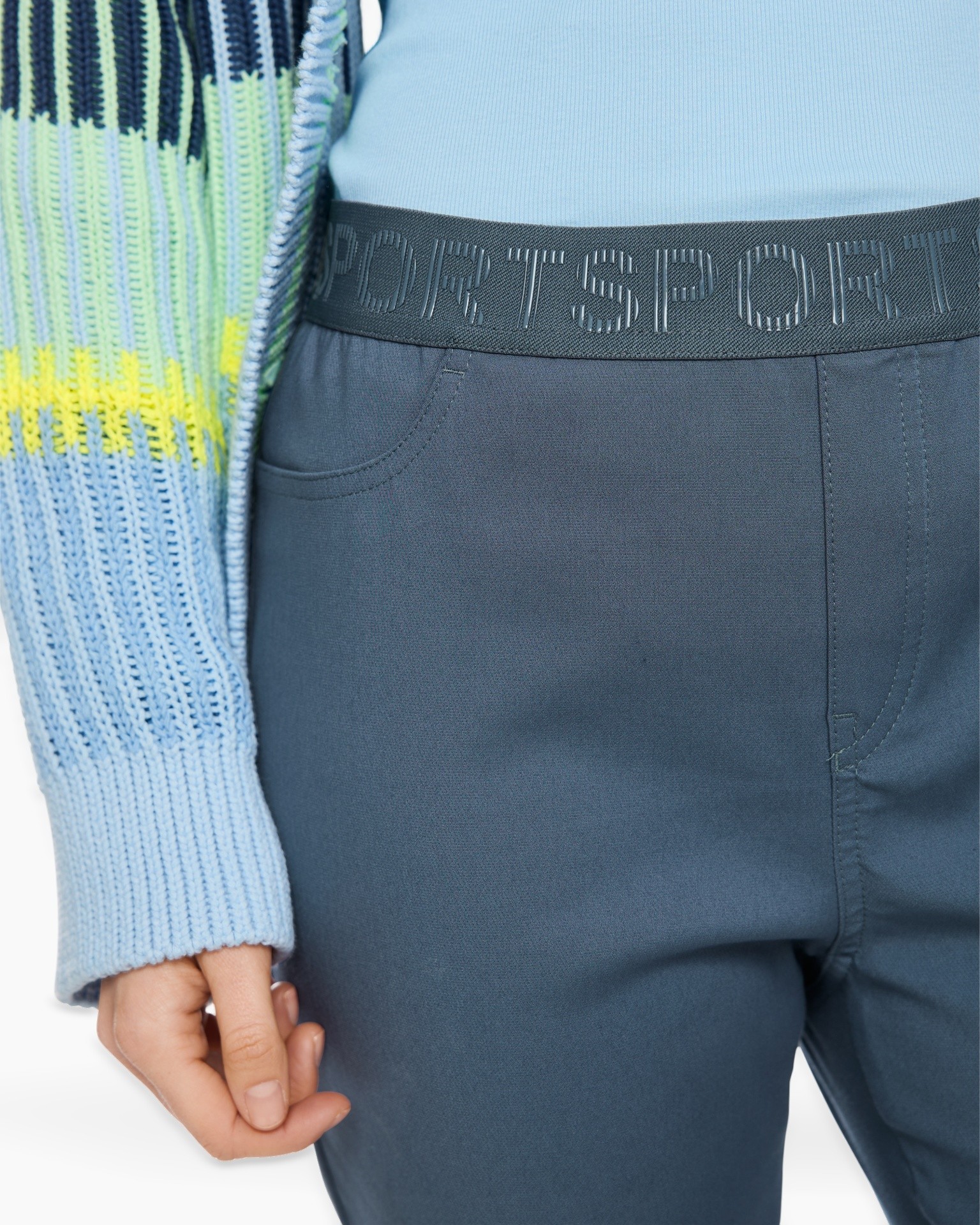 broek, tailleband, blauw, kind, stof