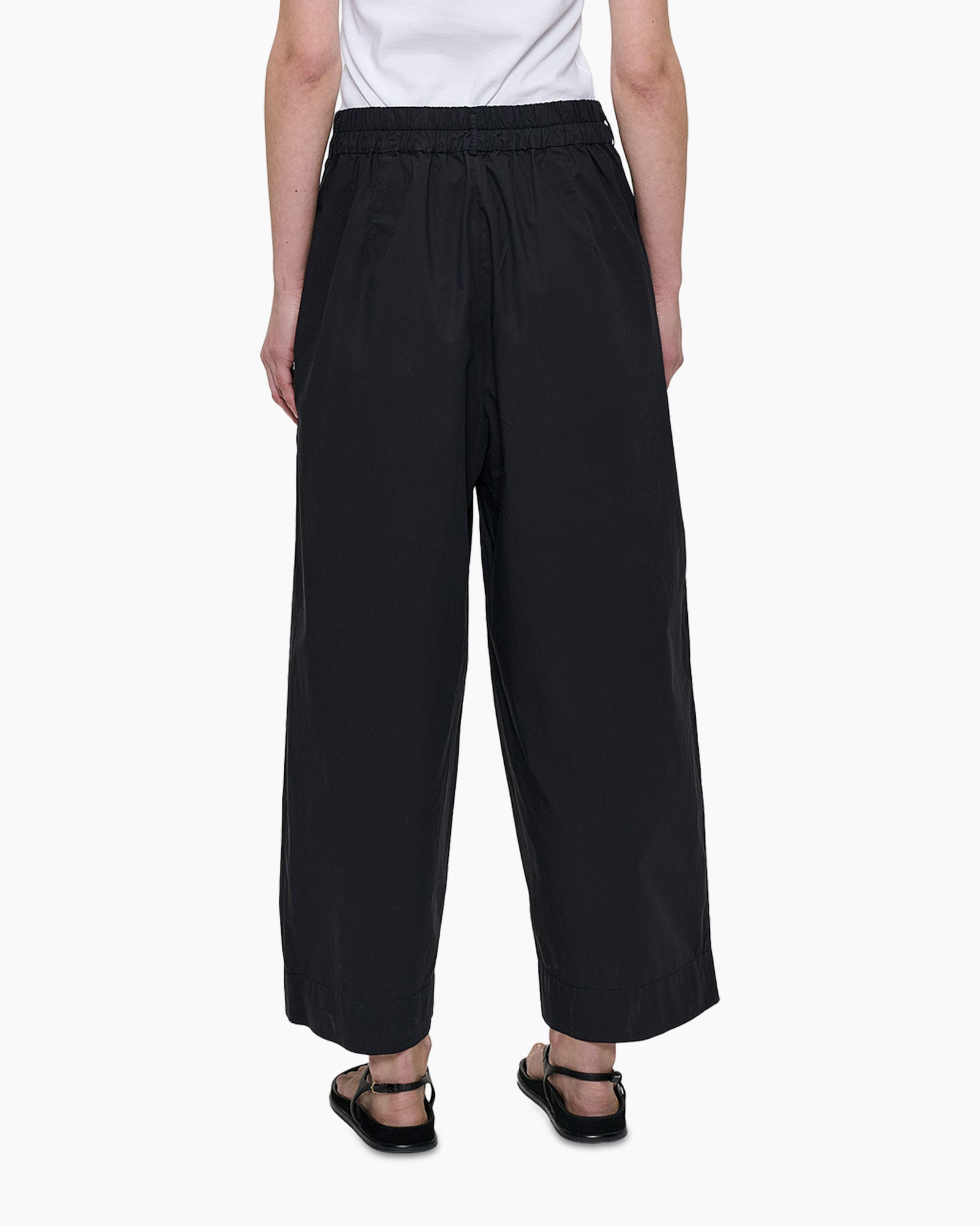 pants, wide-leg, black, casual, ankle-length