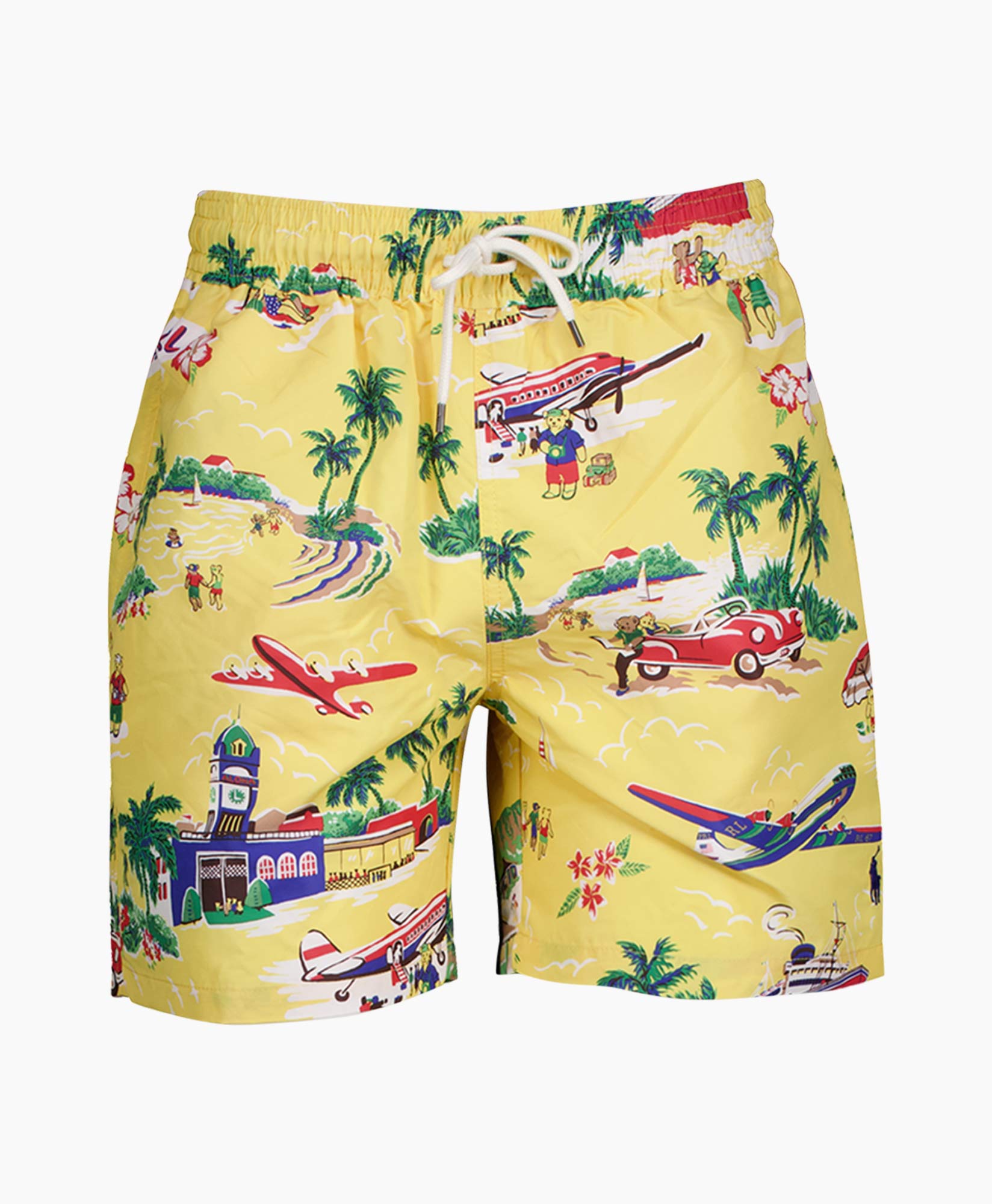 Zwembroek Mid Trunk Slftraveler Print Geel