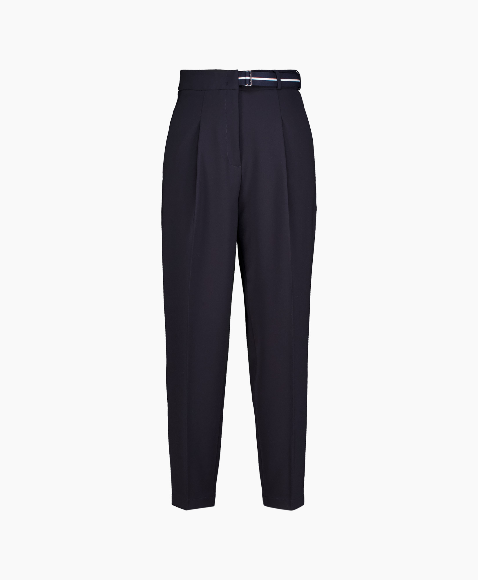 Pantalon Elaine Pleat Mit Gürtel Donker Blauw