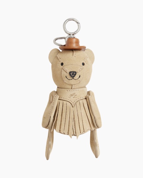 teddy, beer, sleutelhanger, franje, beige