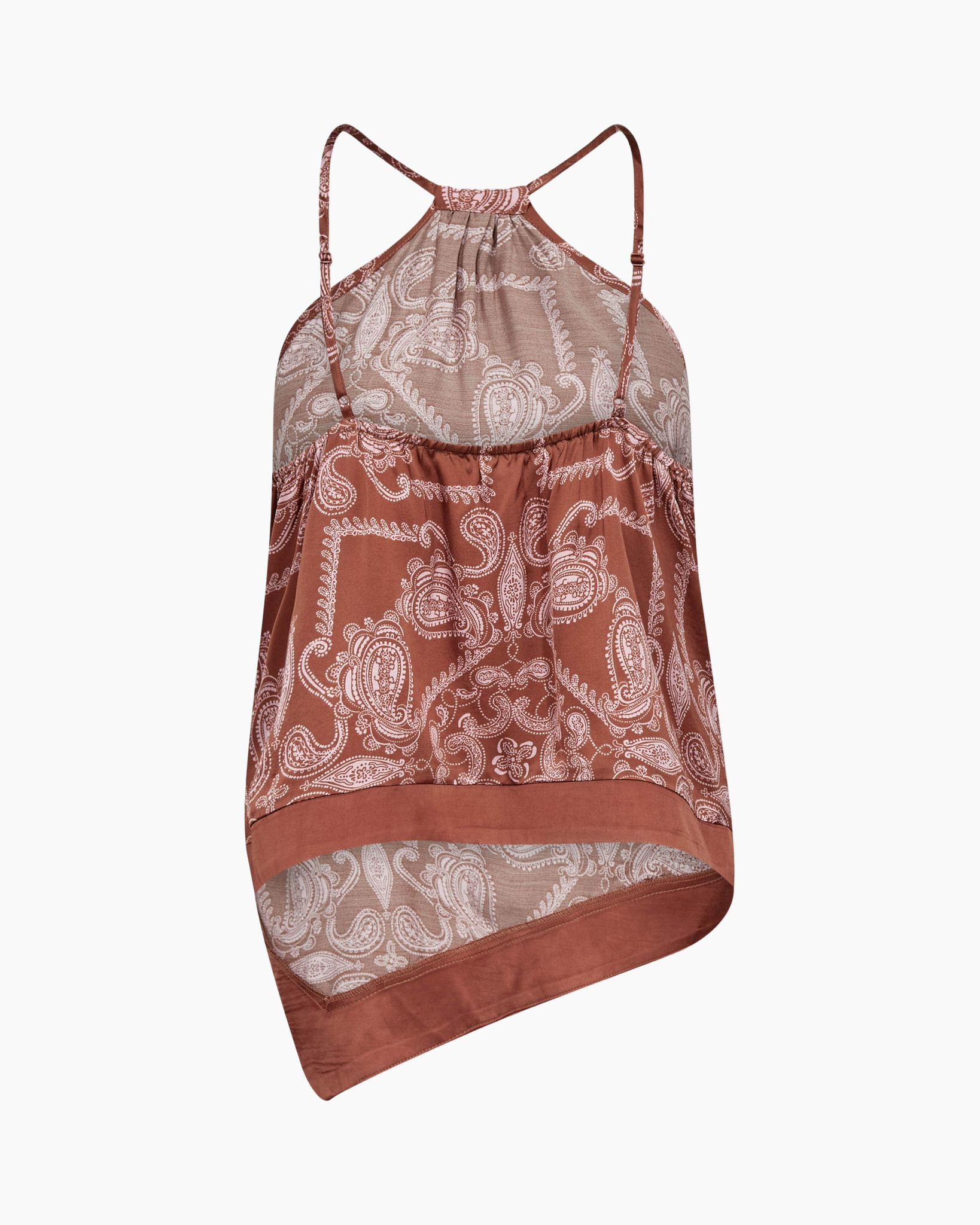 tanktop, bandana print, paisley patroon, mouwloos, roodbruin