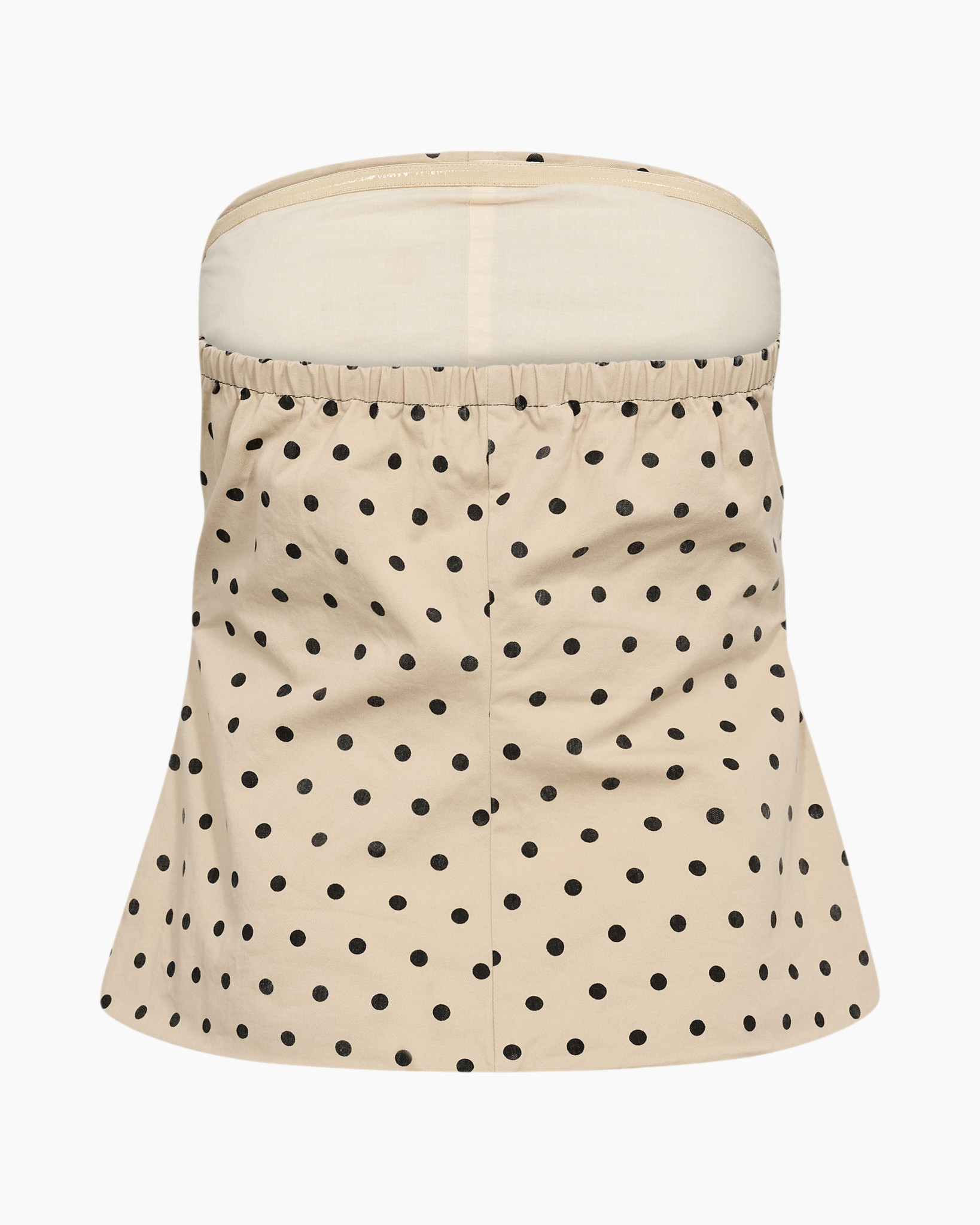 polka dots, beige, strapless, top, dot pattern