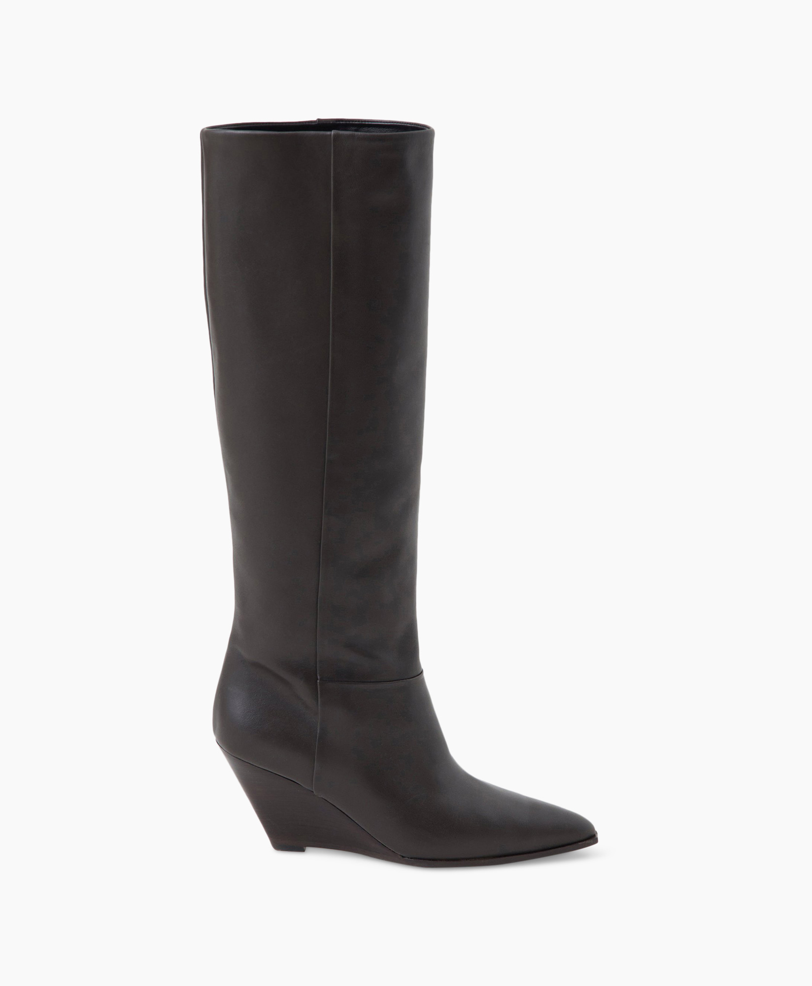 Lange Laars Wedge Boot Donker Bruin