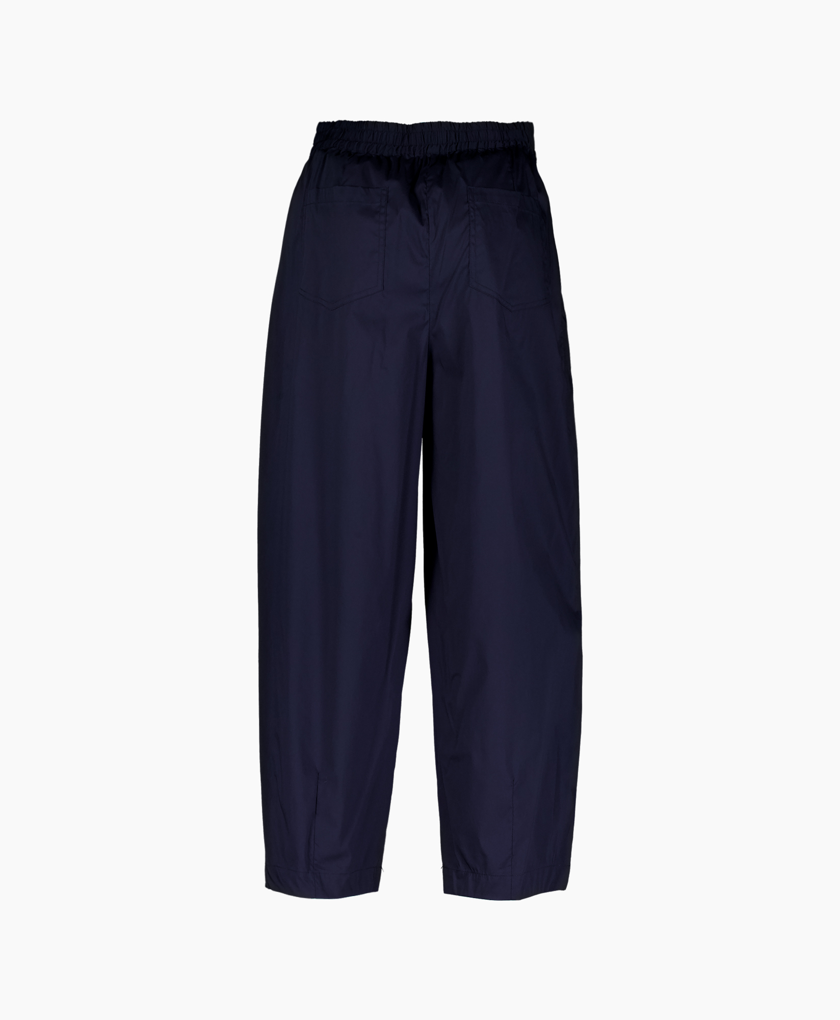 broek, broek, blauw, elastische taille, achterzakken