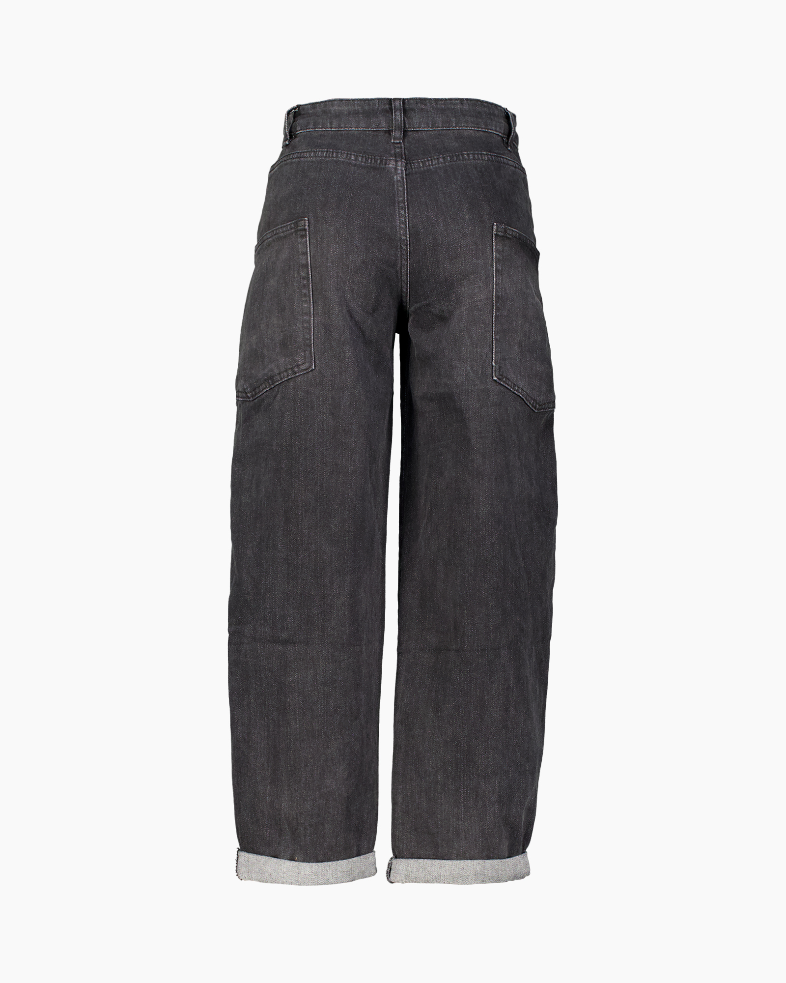 broek, spijkerbroek, wijdere pasvorm, donker, omgeslagen zoom