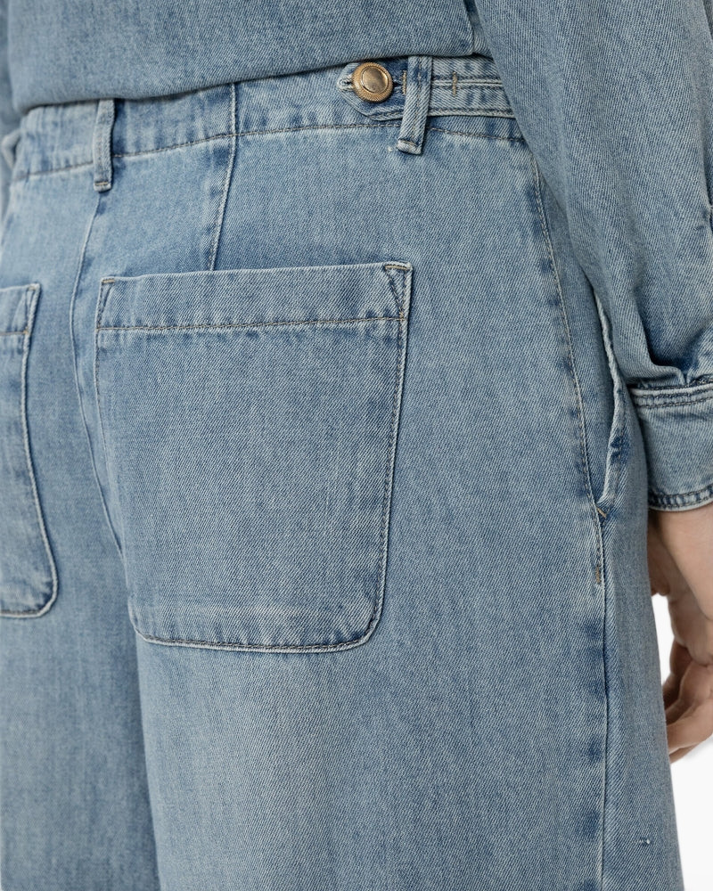 denim, hoesje, achterzak, stonewashed, metalen-knop