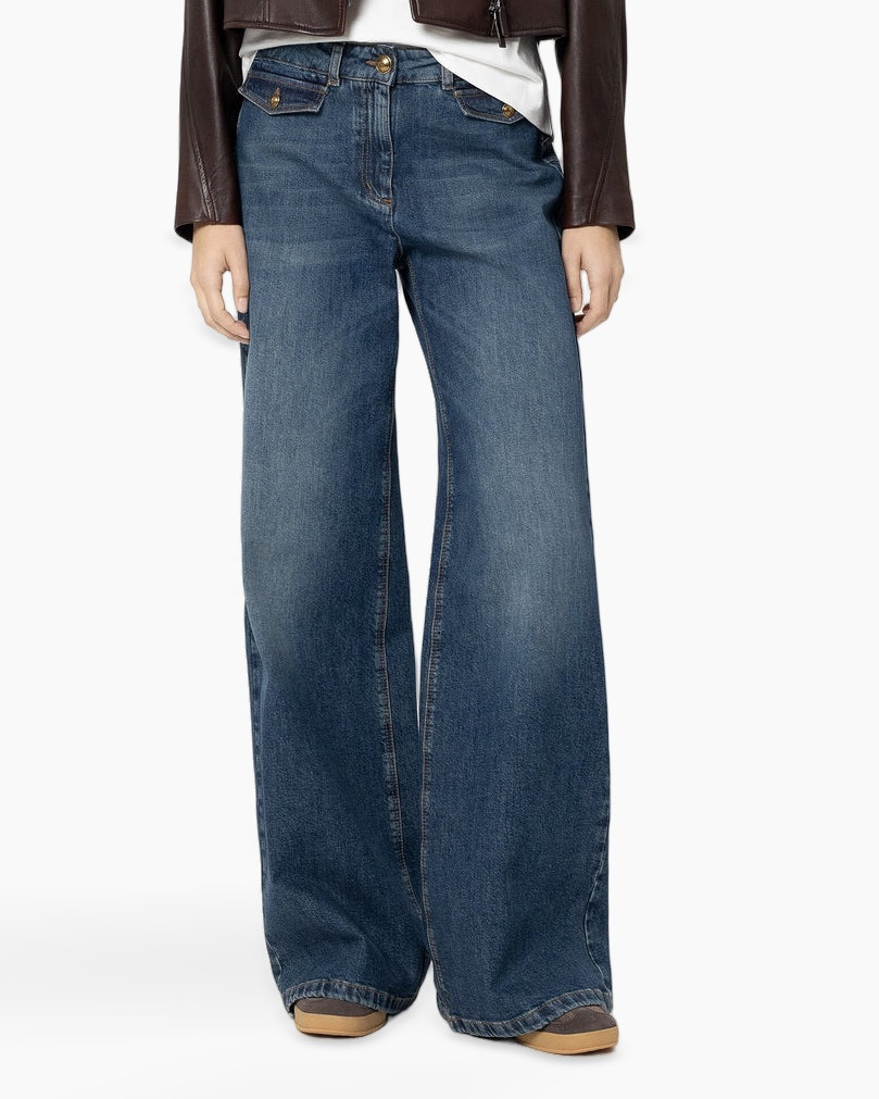 wide-leg, jeans, denim, blue, pants