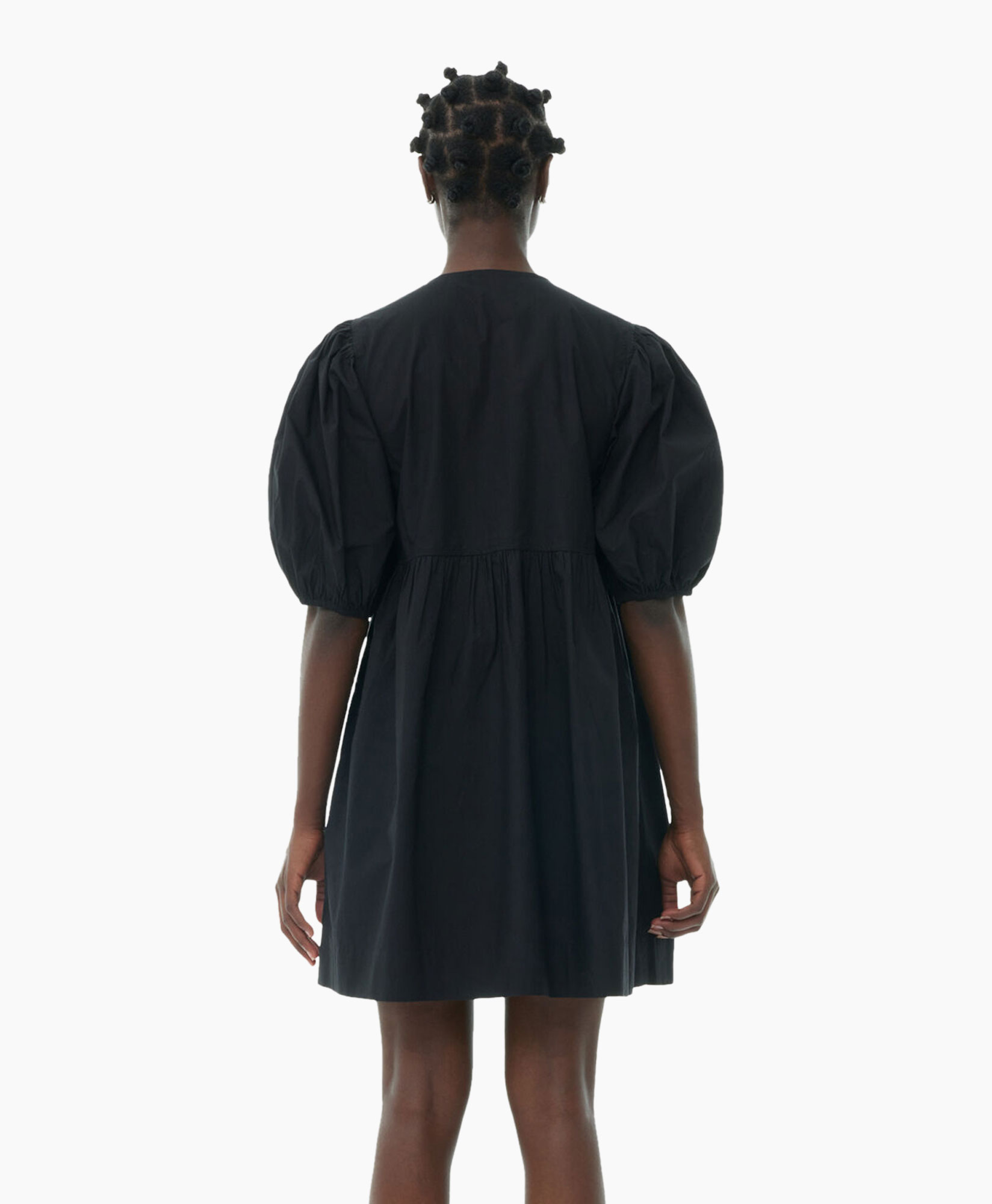 Mini Jurk Cotton Poplin Tie String Zwart