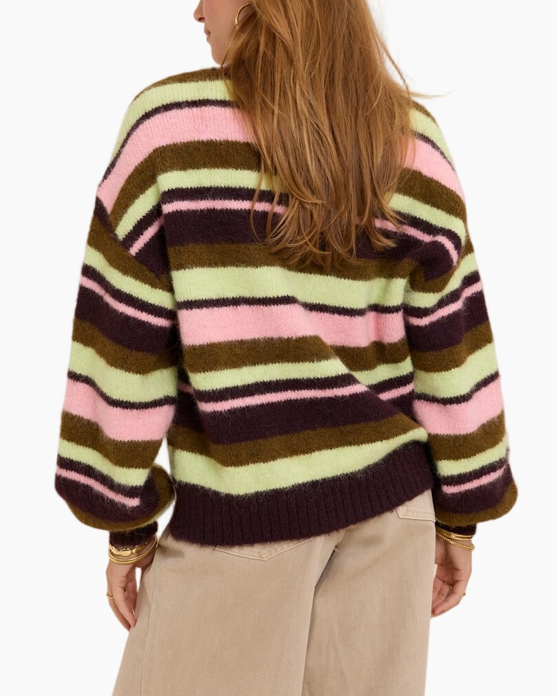 gestreepte trui, kleurblok, gebreide trui, losvallende pasvorm, pullover